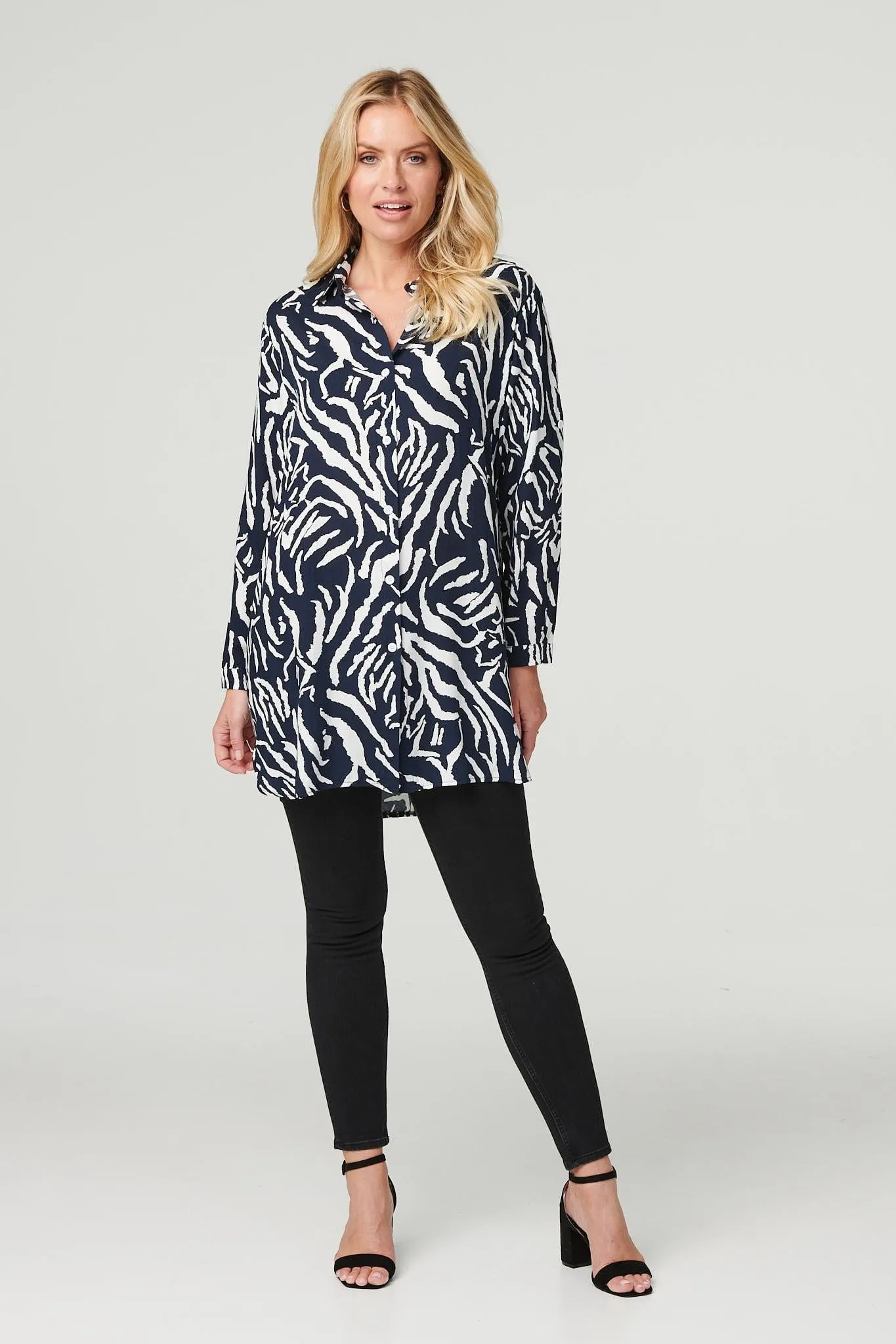 Abstract Print Longline Blouse
