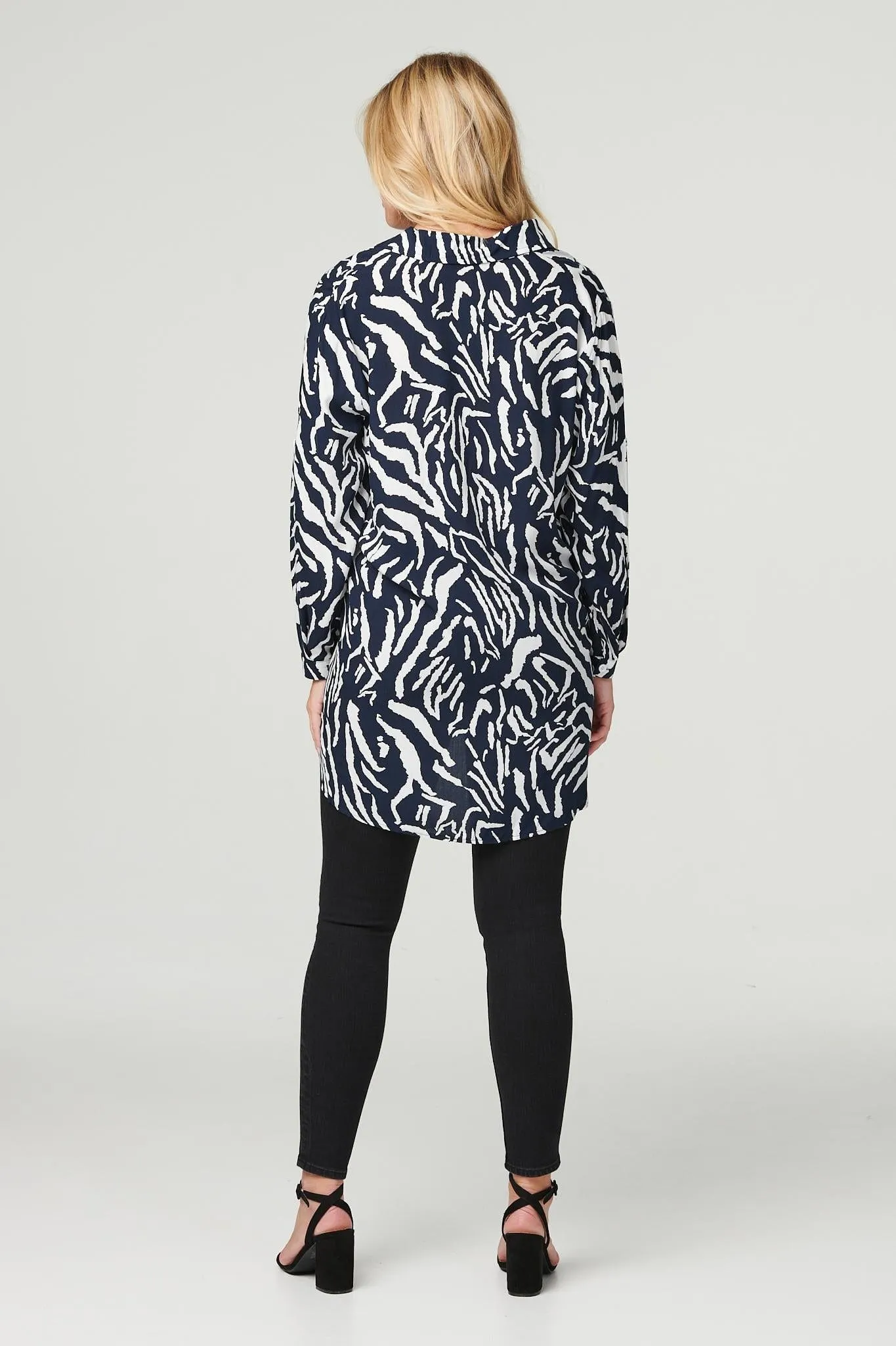 Abstract Print Longline Blouse