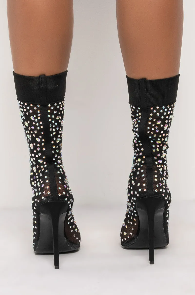 AZALEA WANG JUST A LITTLE SPOILED STILETTO BOOTIE IN BLACK