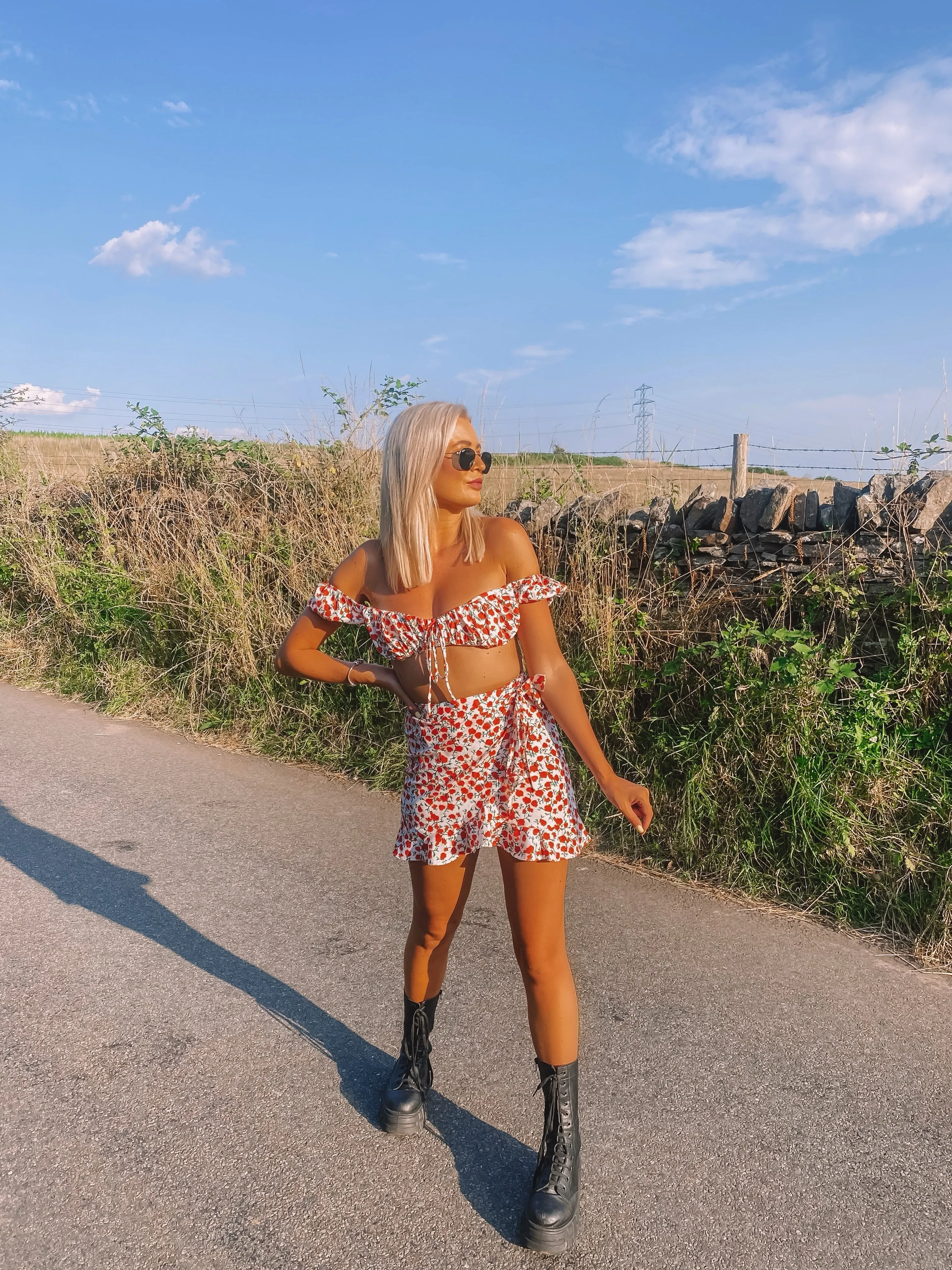 Azura Rose set - Bardot top