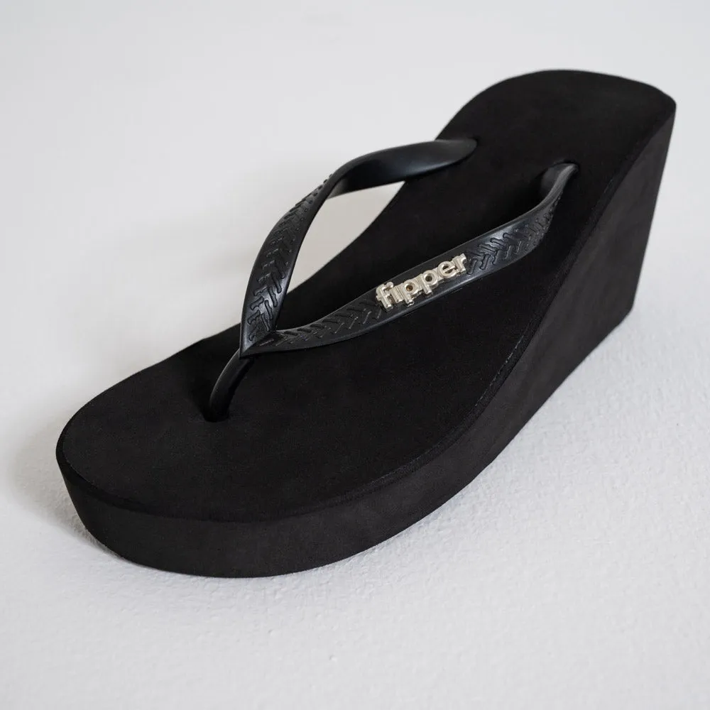 Black Wedge Sandals