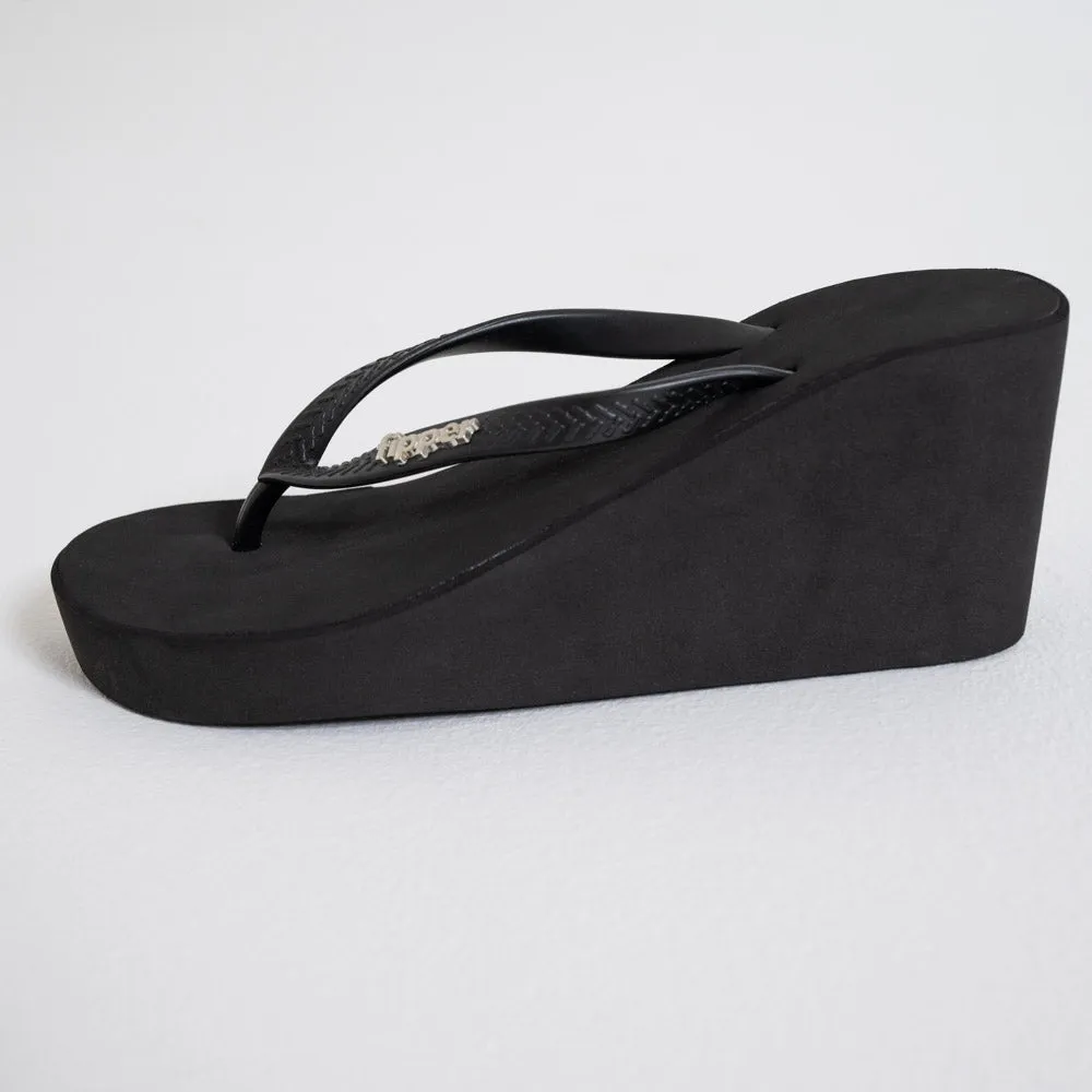 Black Wedge Sandals