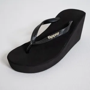 Black Wedge Sandals