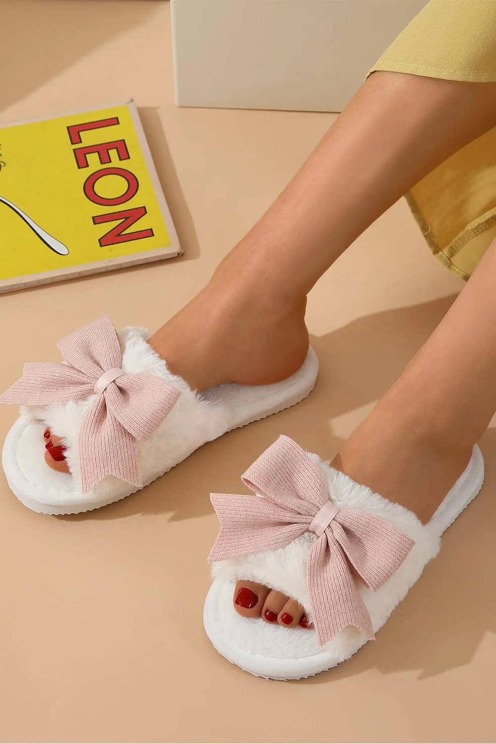 Bowknot Fluffy Slippers | DROPSHIP