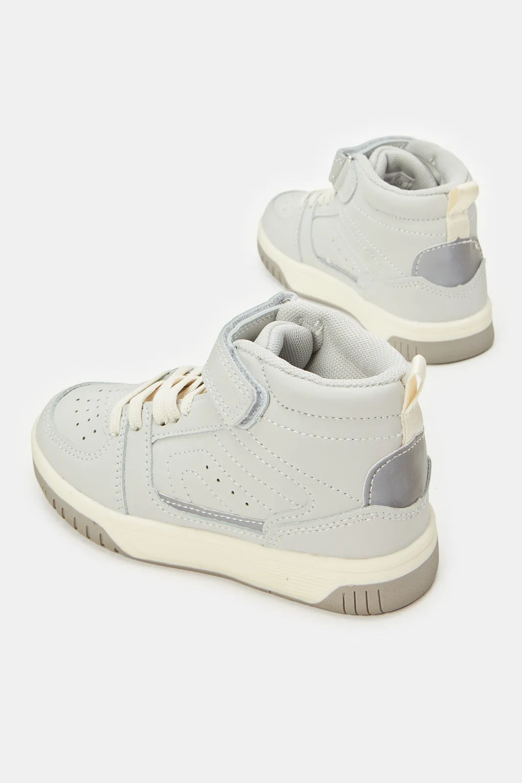Boys Grey Color Block High Top Sneakers