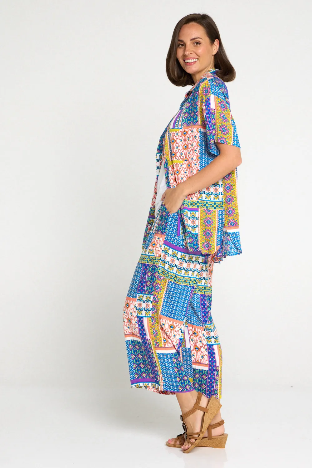 Caloundra Shirt - Cobalt/Citrus Ceramic