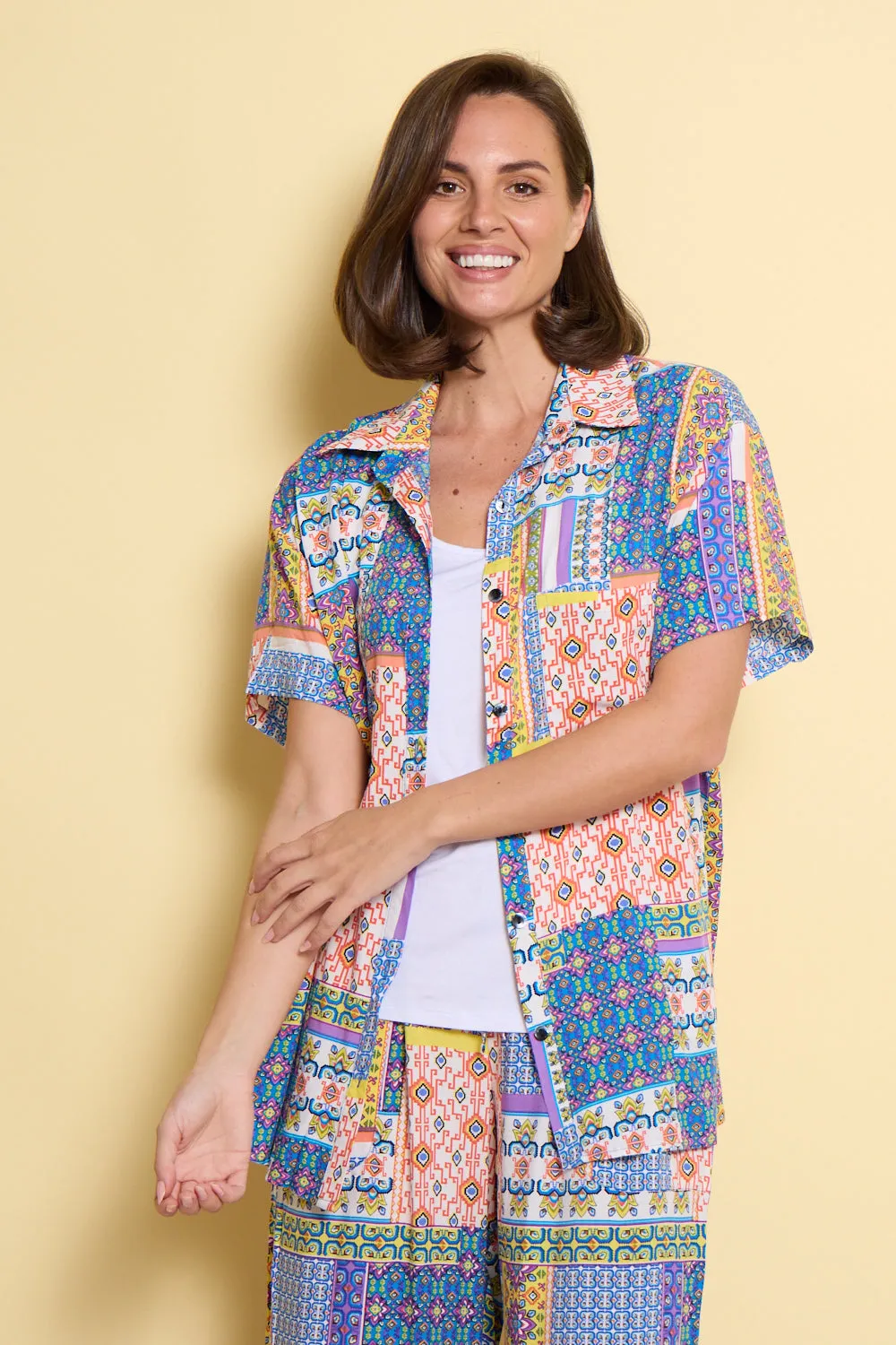 Caloundra Shirt - Cobalt/Citrus Ceramic