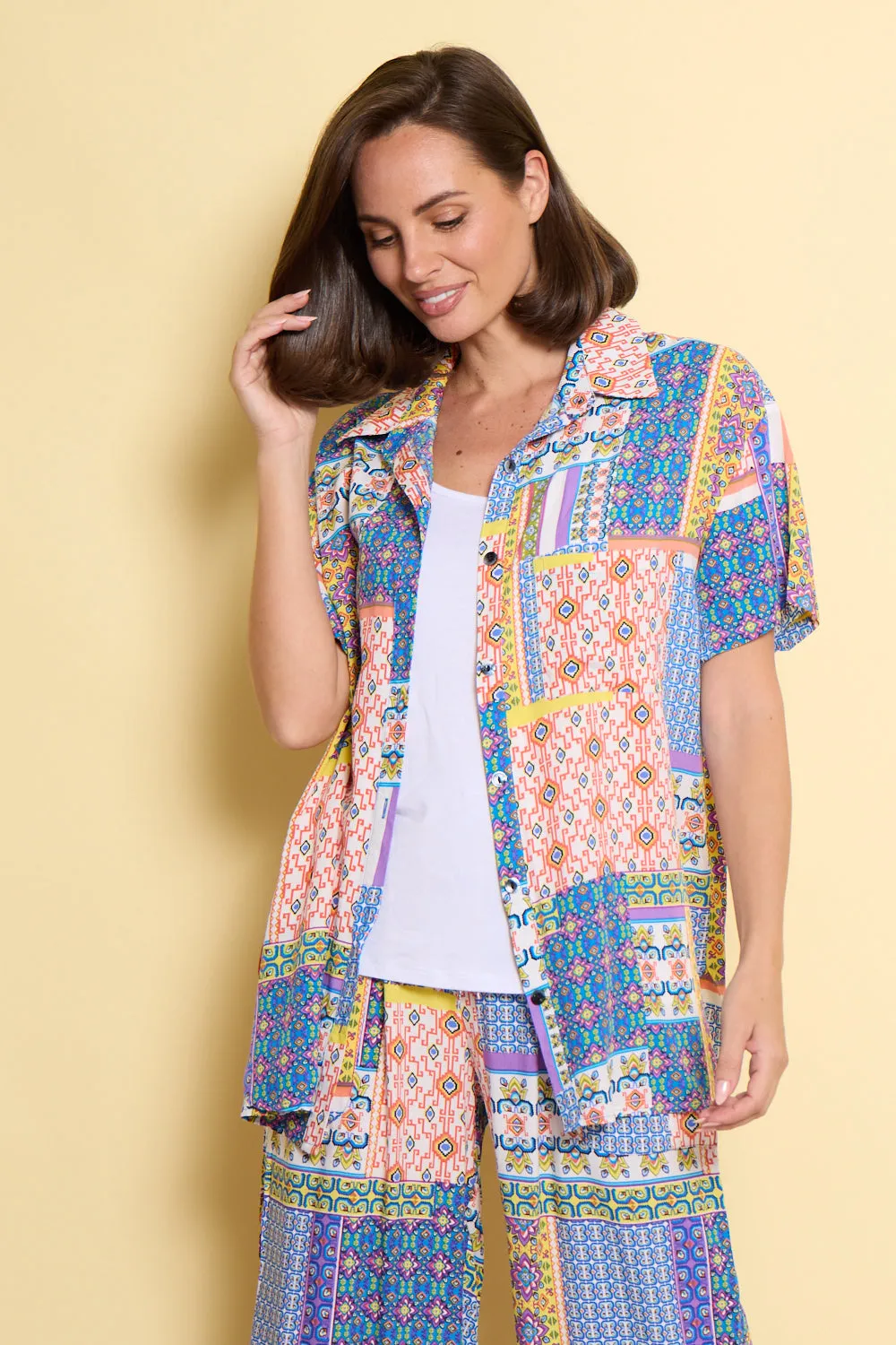 Caloundra Shirt - Cobalt/Citrus Ceramic