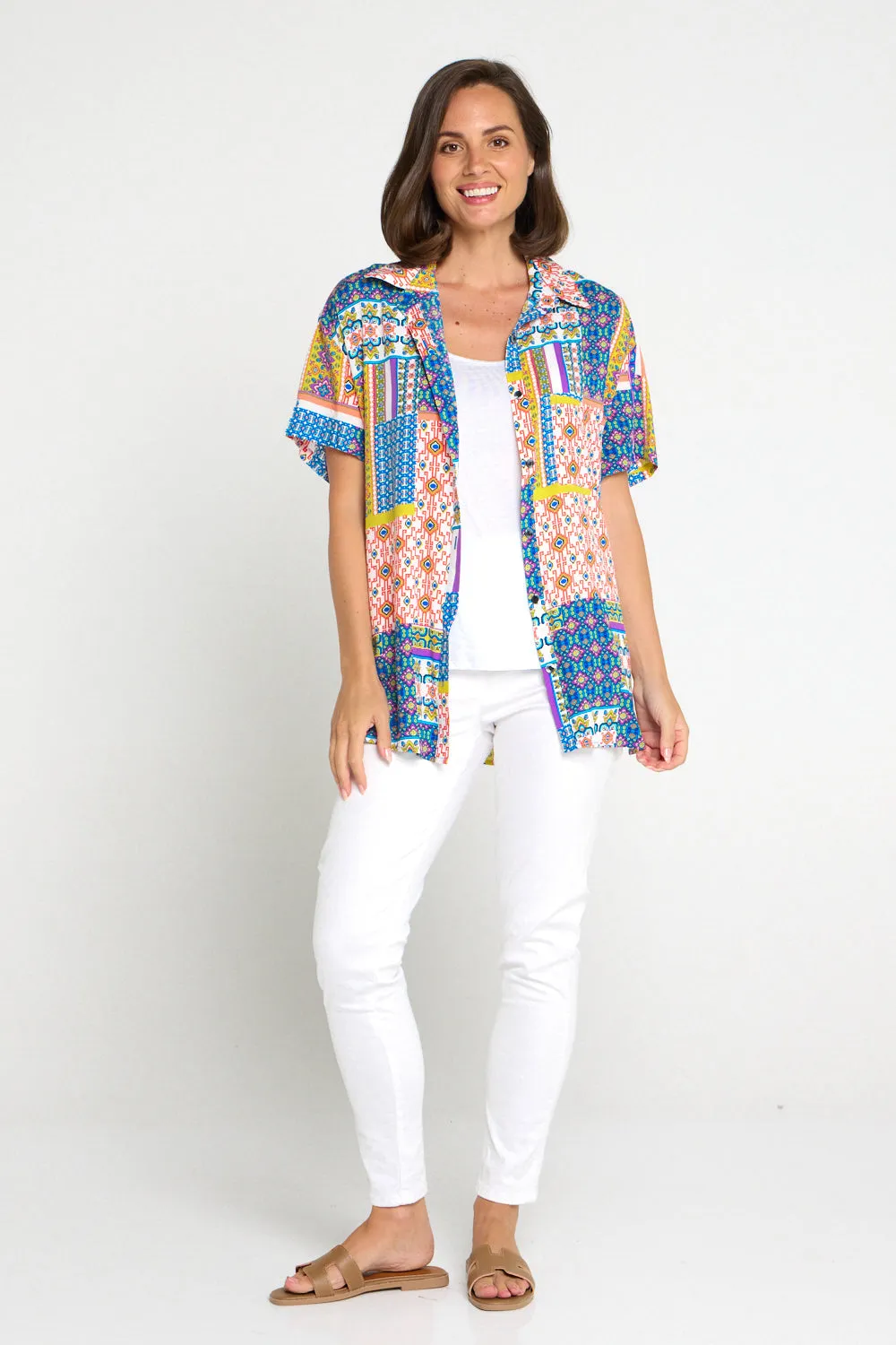 Caloundra Shirt - Cobalt/Citrus Ceramic