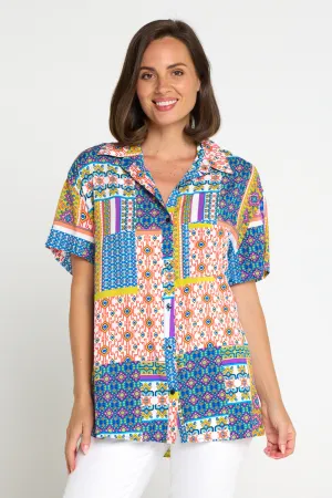Caloundra Shirt - Cobalt/Citrus Ceramic