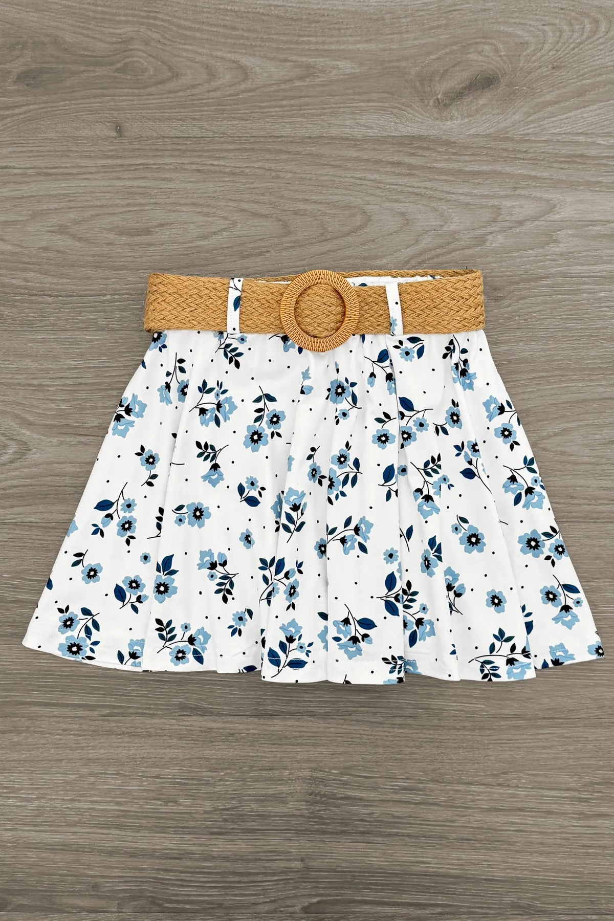 Dusty Blue Floral Skirt Set