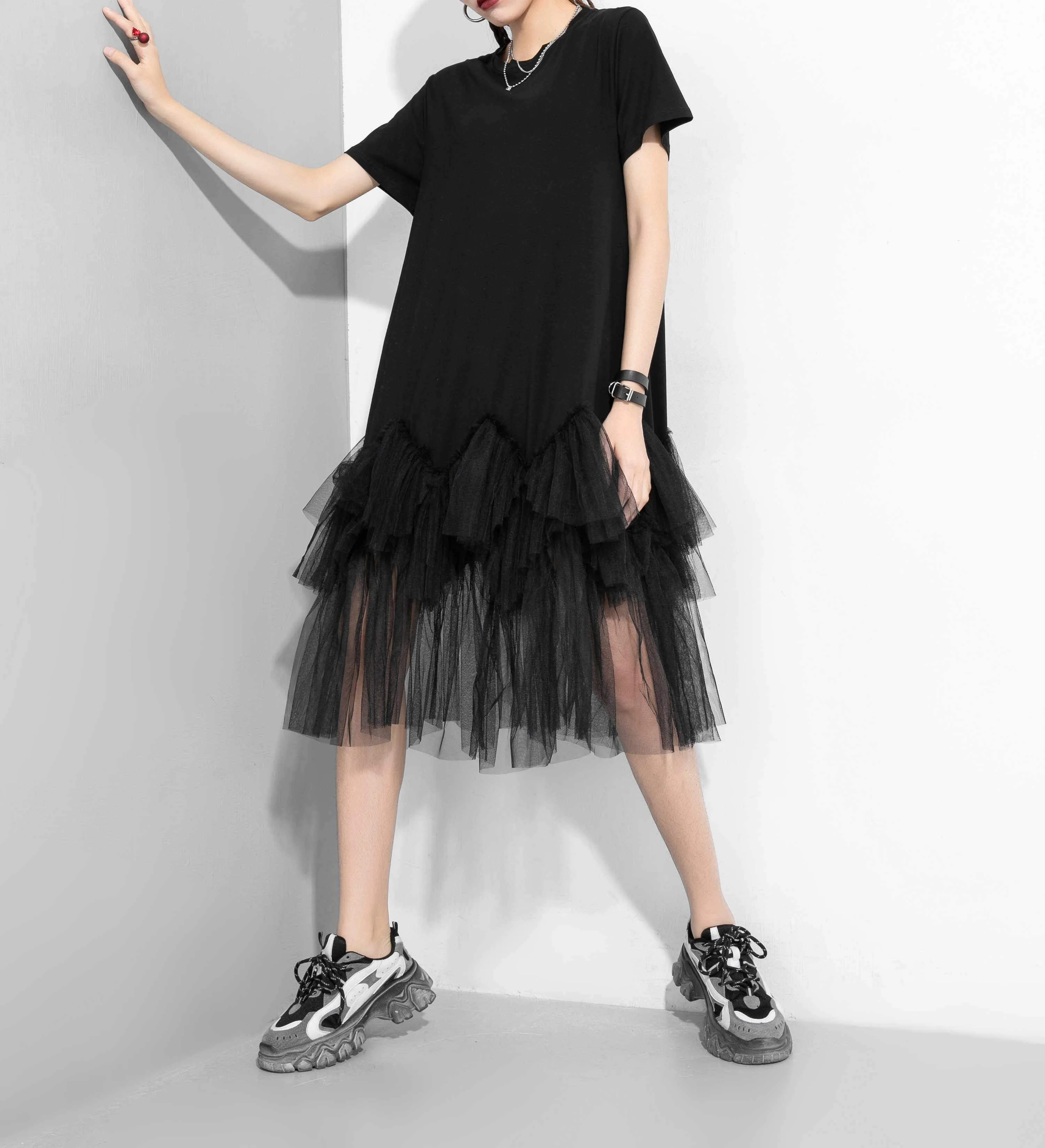 ❤ellazhu Tshirt Oversized Tulle Tutu Dresses GY2266