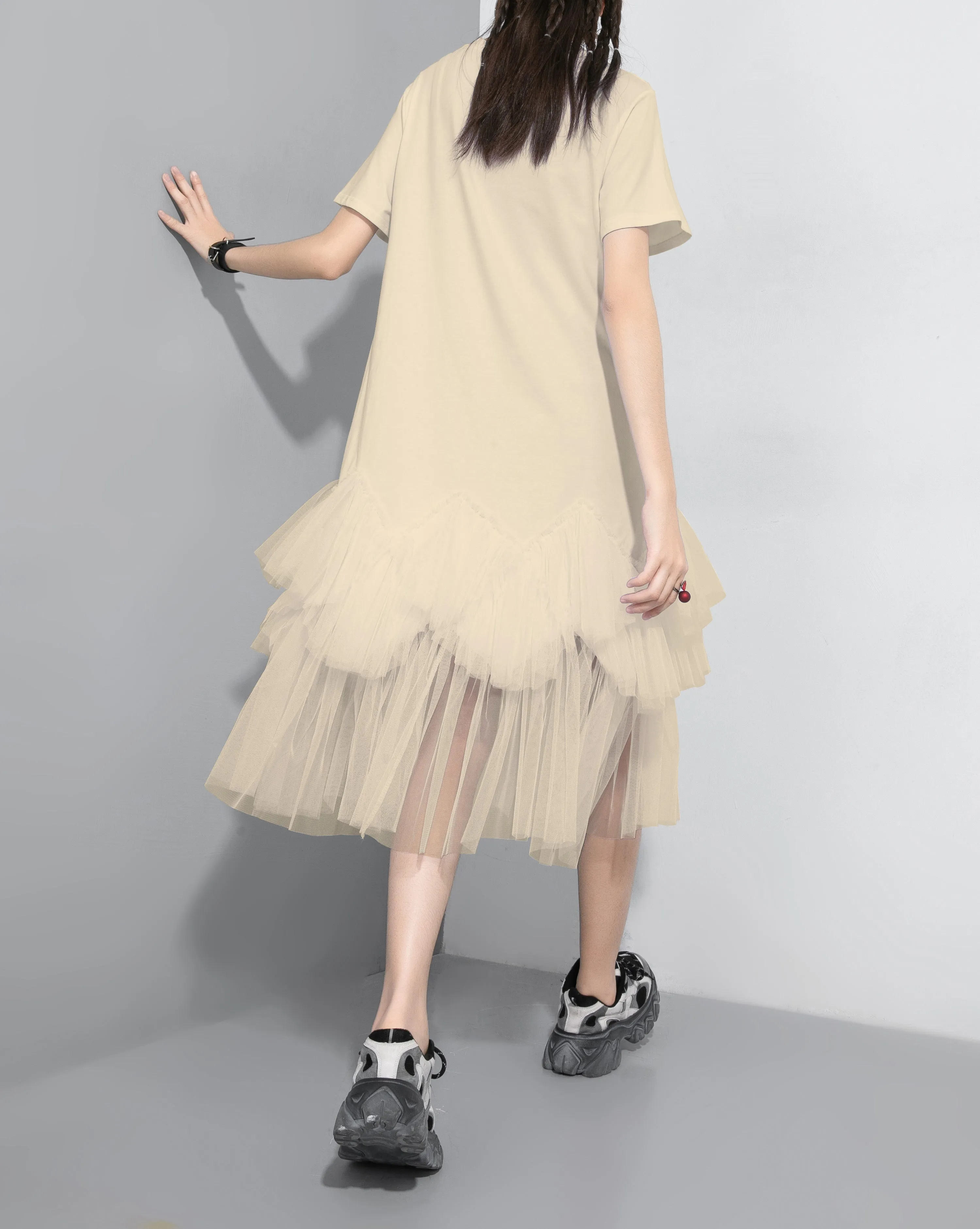 ❤ellazhu Tshirt Oversized Tulle Tutu Dresses GY2266