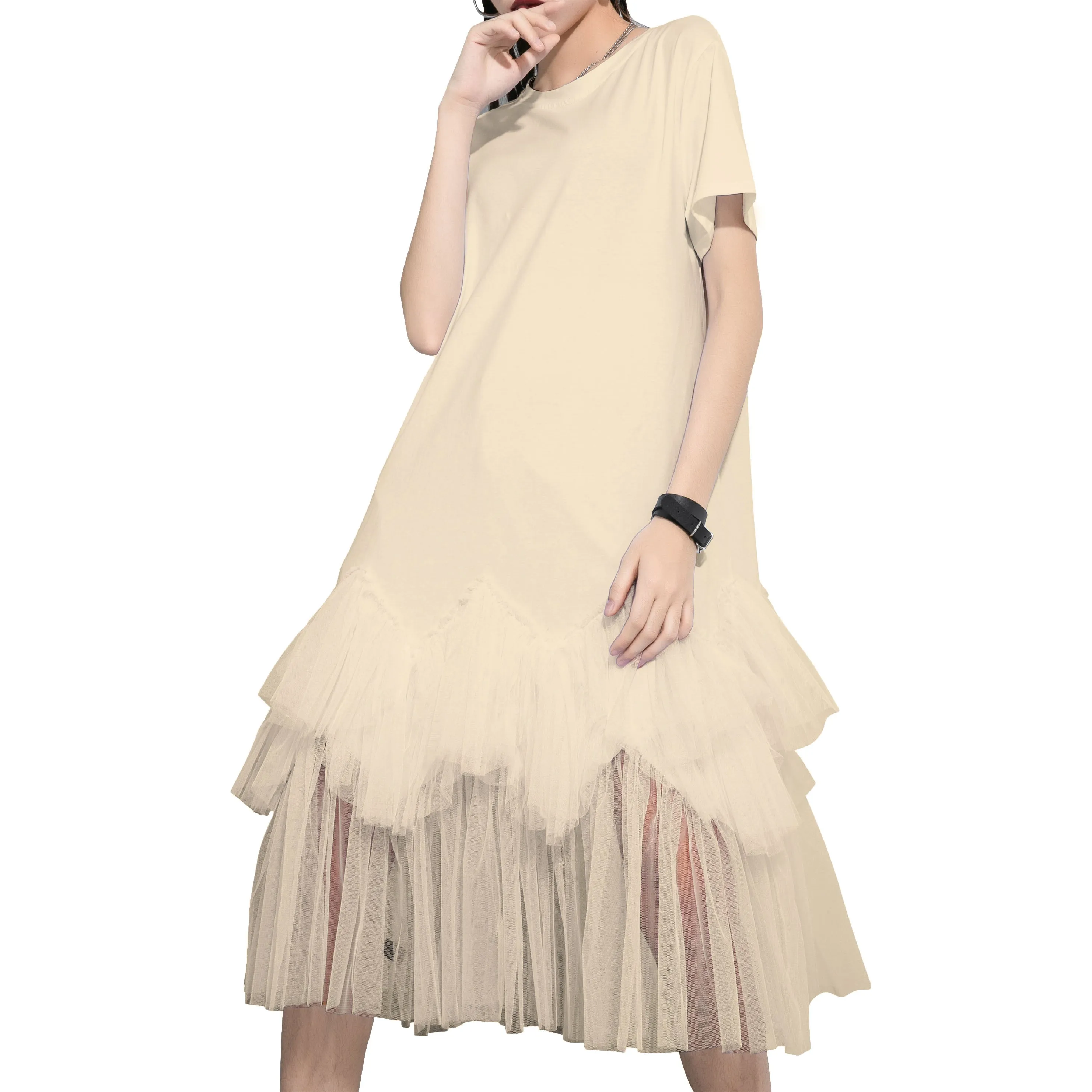 ❤ellazhu Tshirt Oversized Tulle Tutu Dresses GY2266