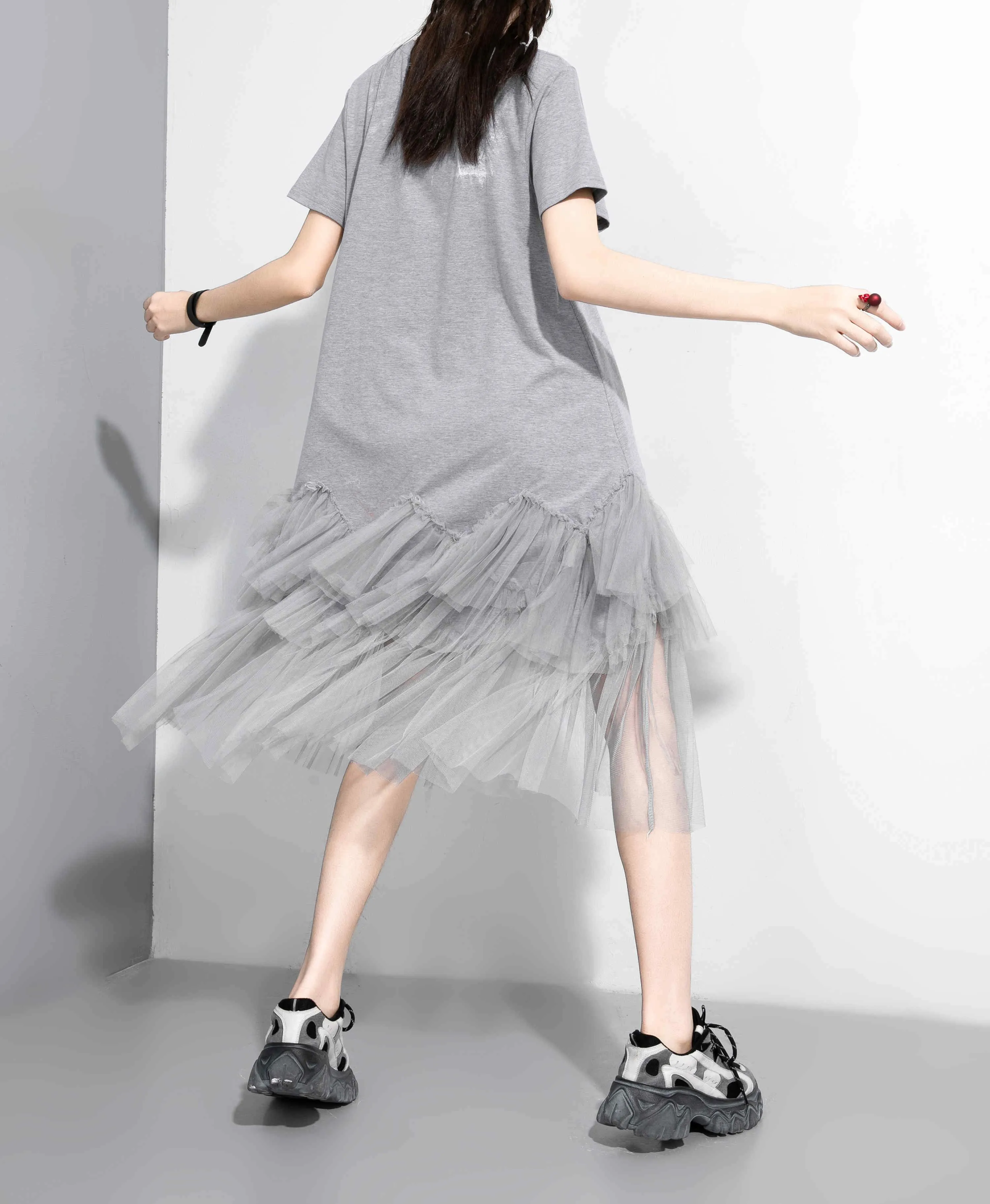 ❤ellazhu Tshirt Oversized Tulle Tutu Dresses GY2266
