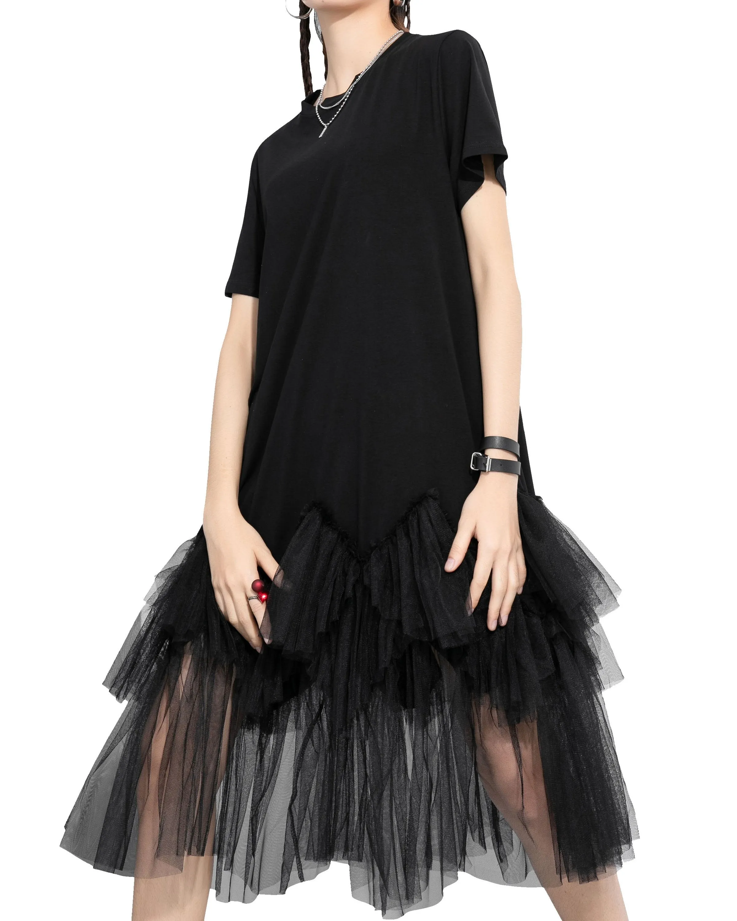 ❤ellazhu Tshirt Oversized Tulle Tutu Dresses GY2266