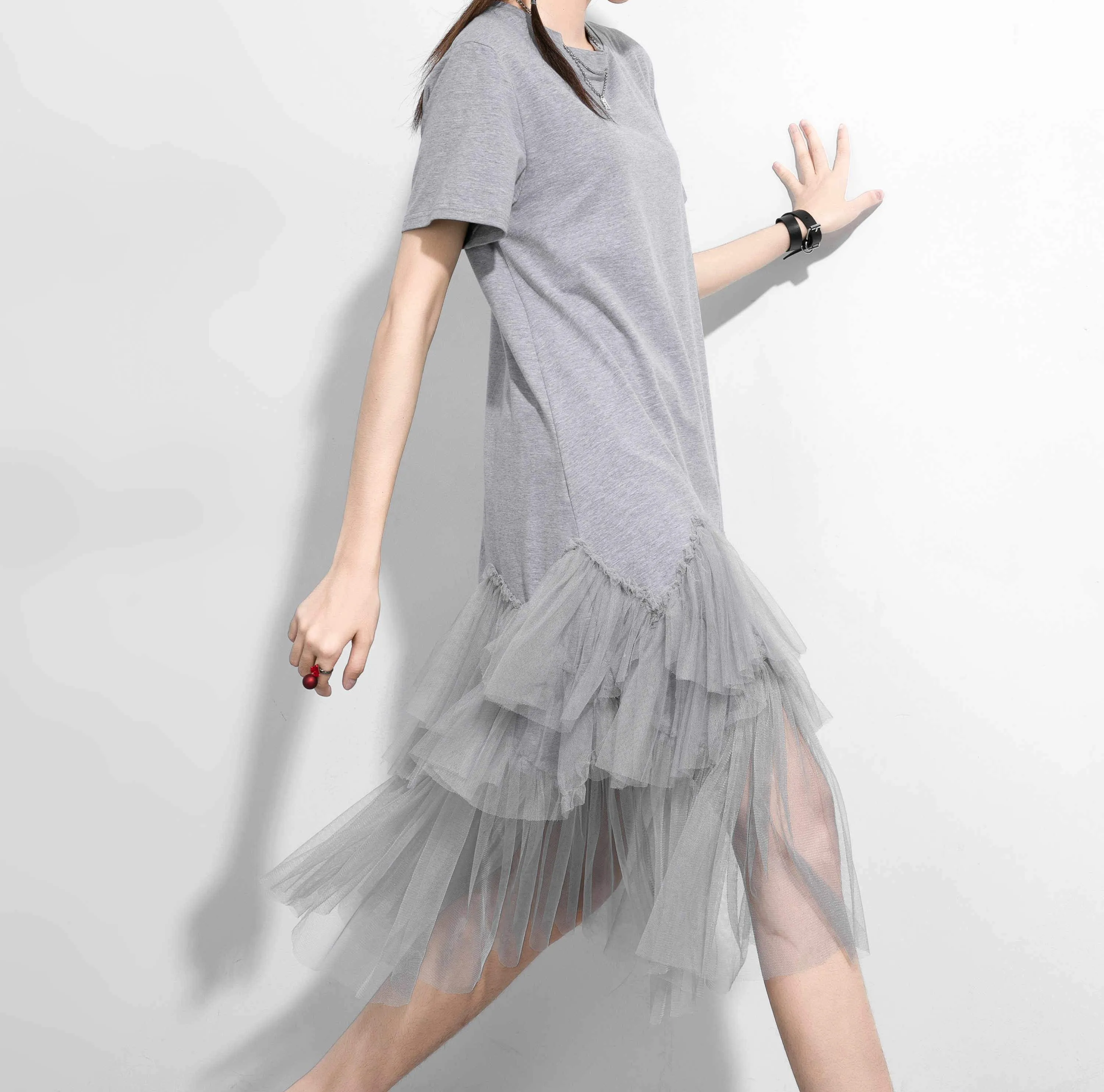 ❤ellazhu Tshirt Oversized Tulle Tutu Dresses GY2266