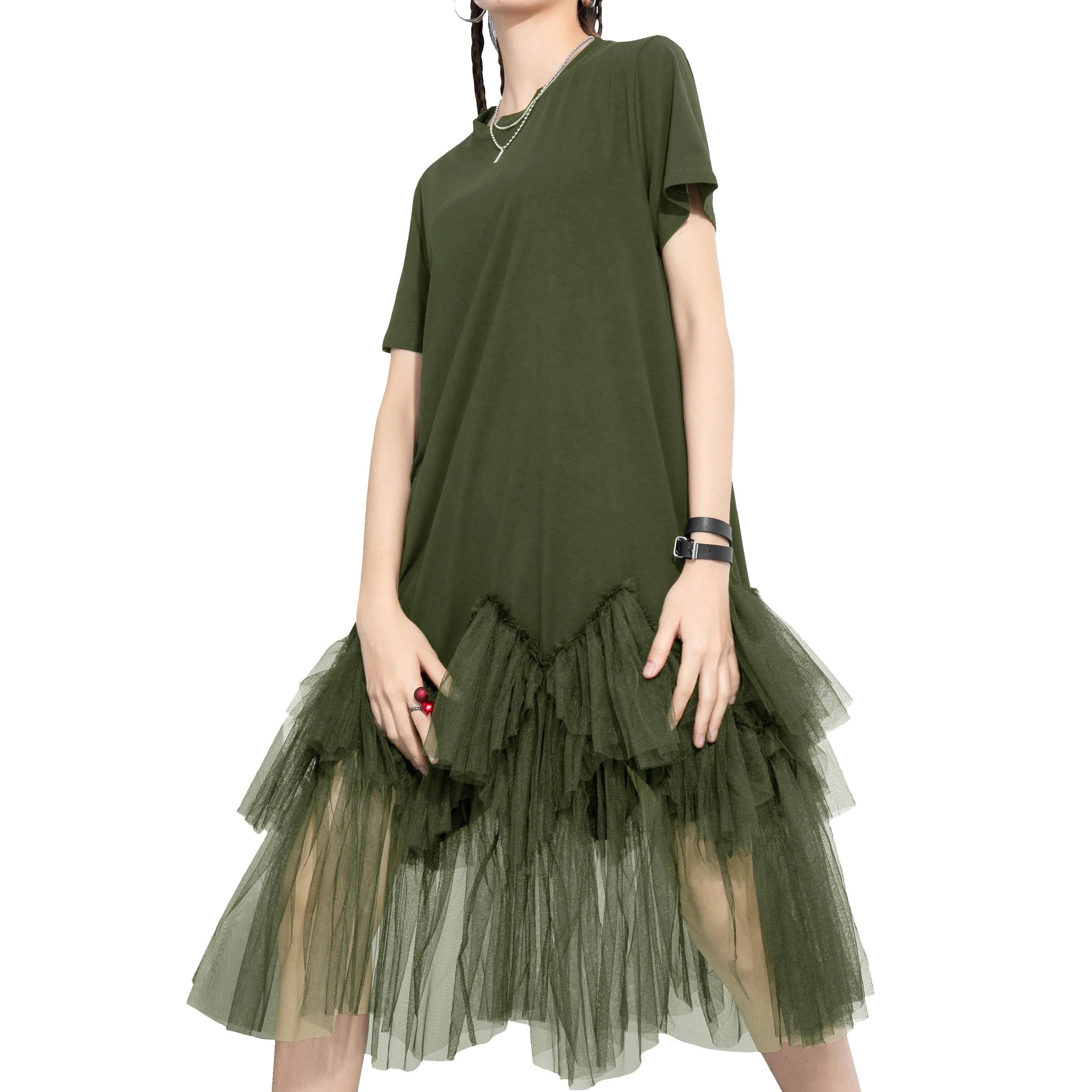 ❤ellazhu Tshirt Oversized Tulle Tutu Dresses GY2266
