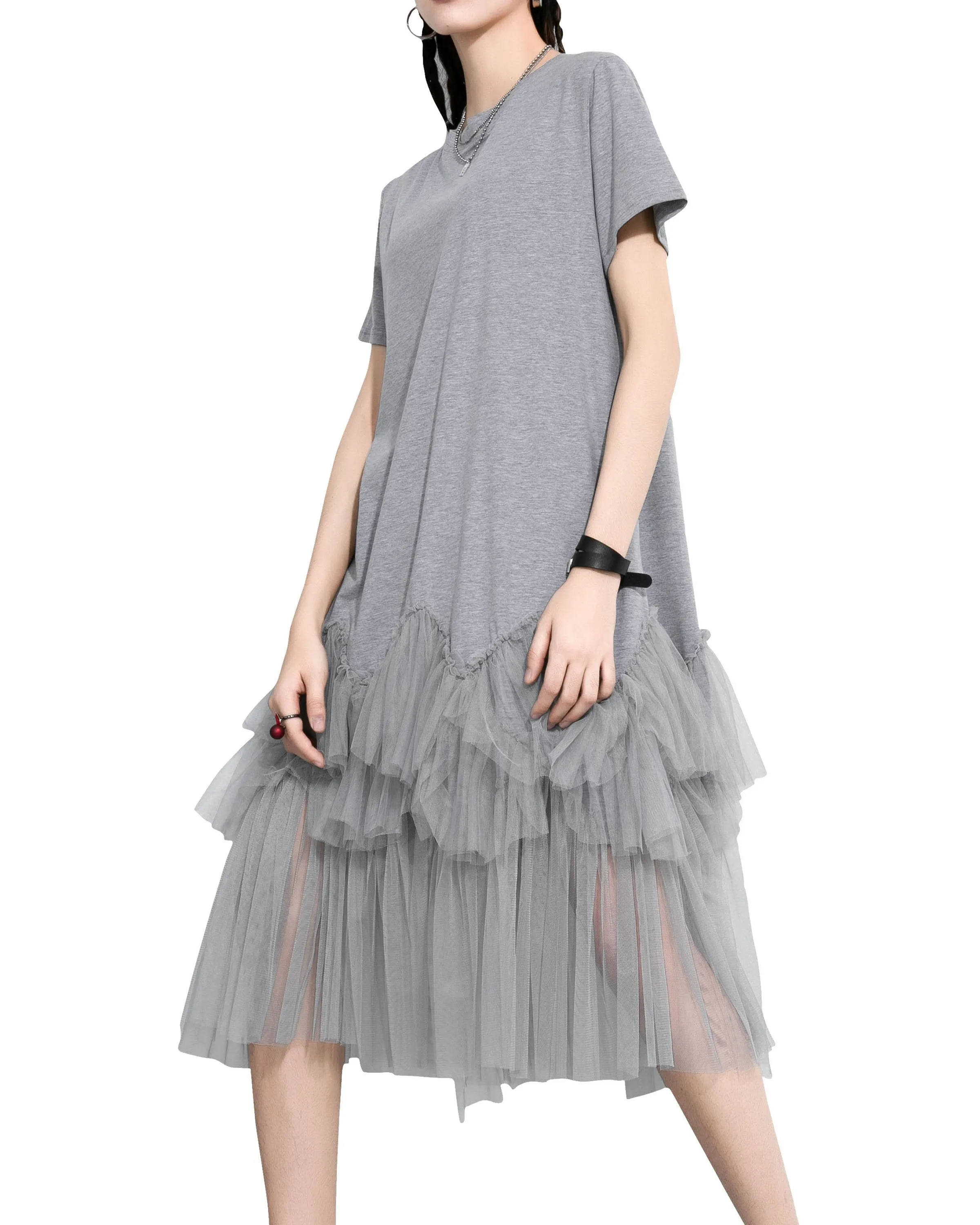 ❤ellazhu Tshirt Oversized Tulle Tutu Dresses GY2266