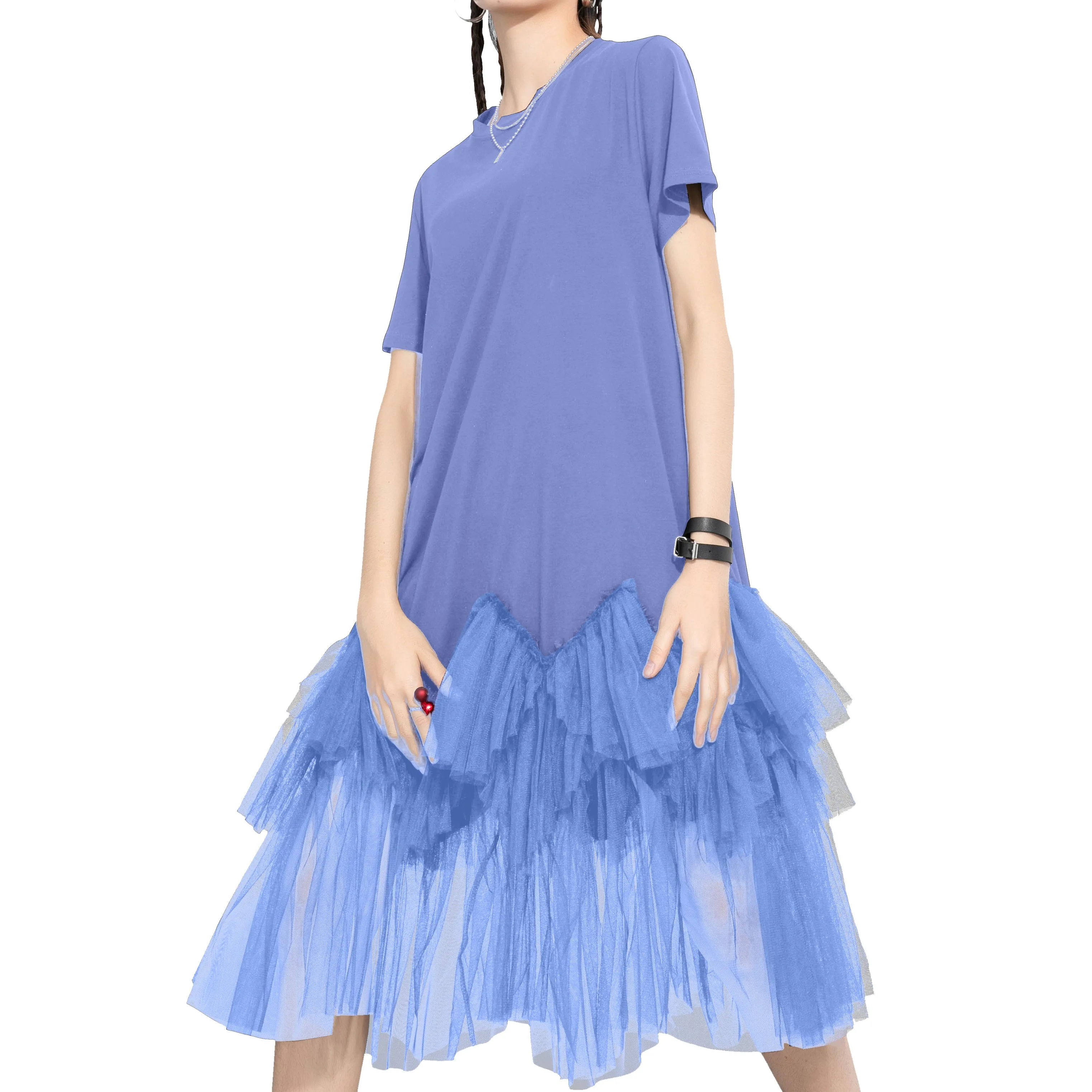 ❤ellazhu Tshirt Oversized Tulle Tutu Dresses GY2266