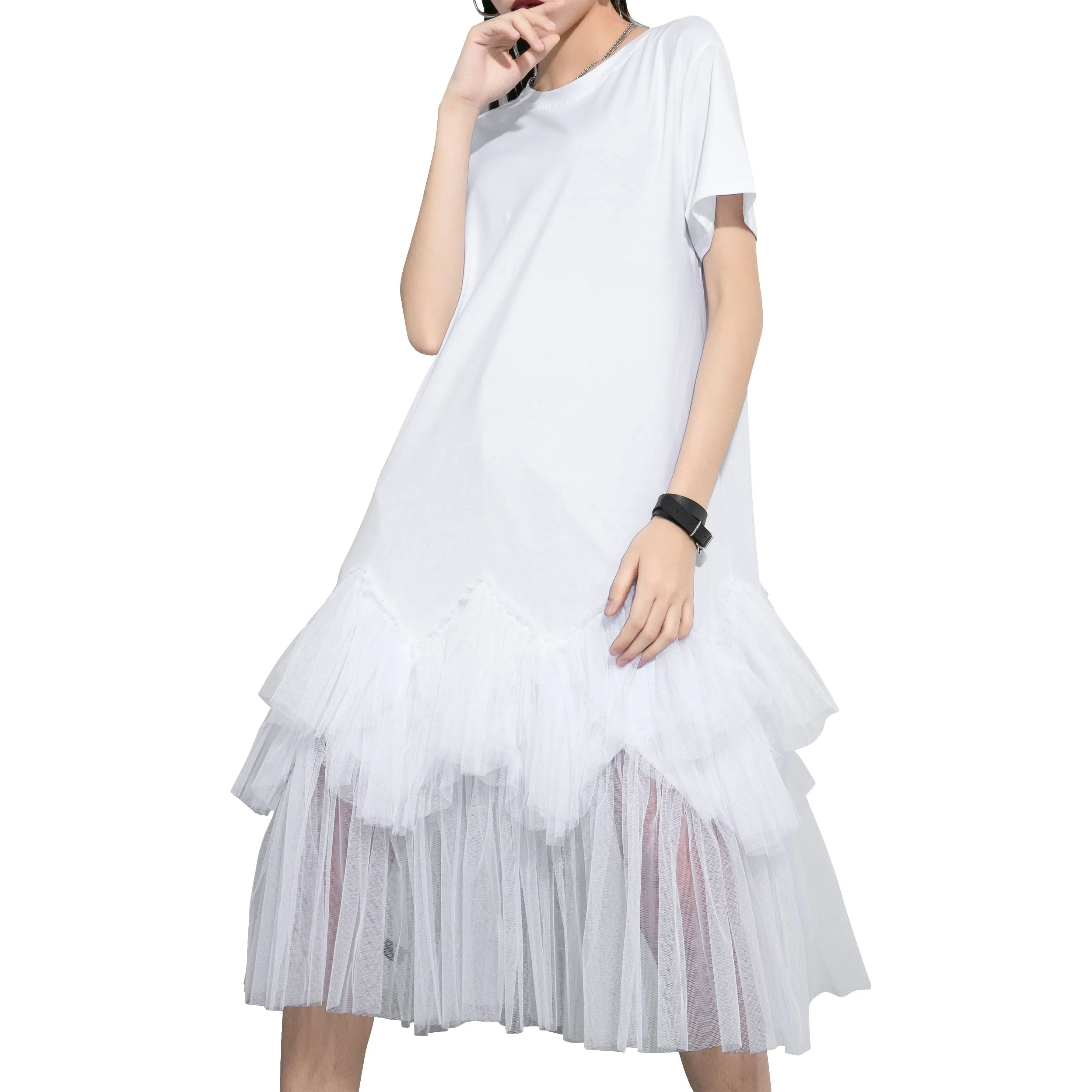 ❤ellazhu Tshirt Oversized Tulle Tutu Dresses GY2266