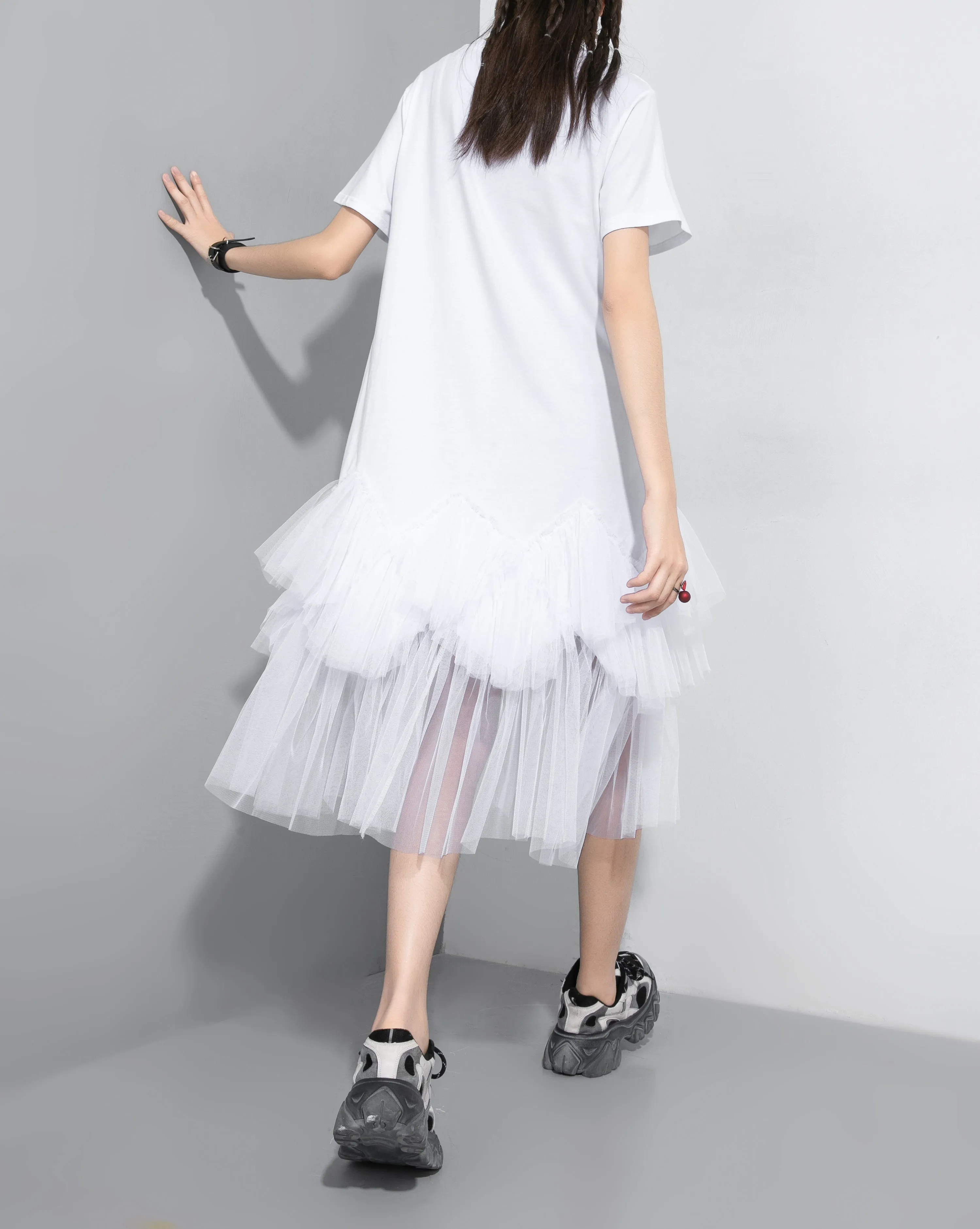 ❤ellazhu Tshirt Oversized Tulle Tutu Dresses GY2266