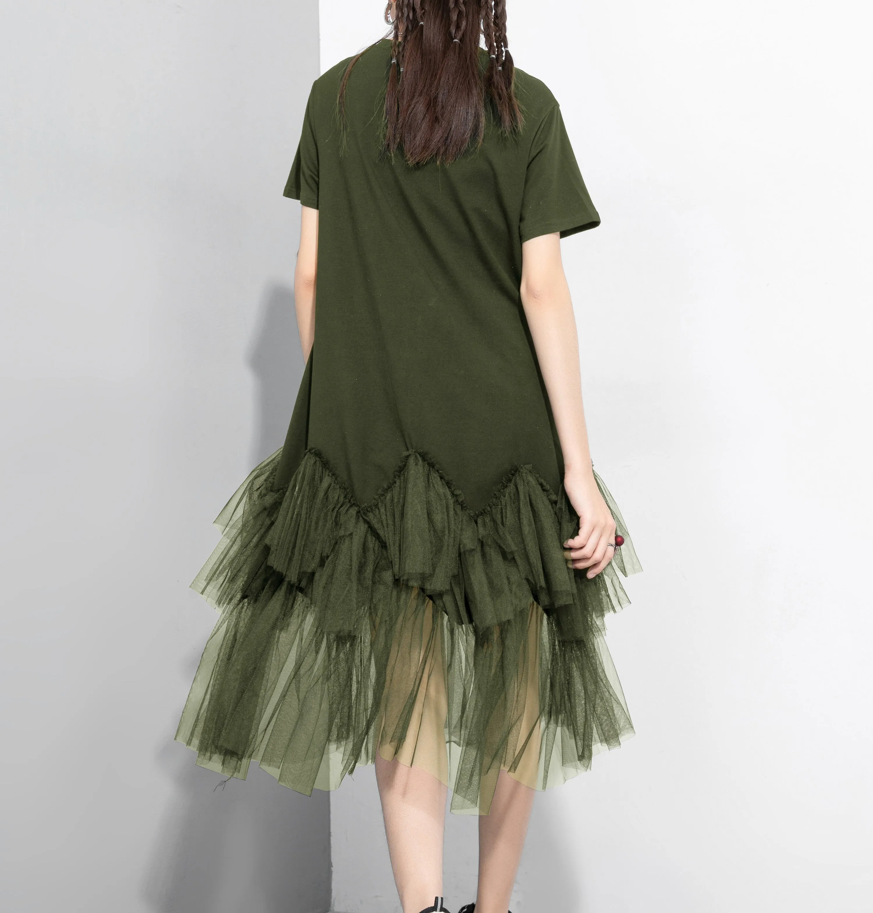 ❤ellazhu Tshirt Oversized Tulle Tutu Dresses GY2266