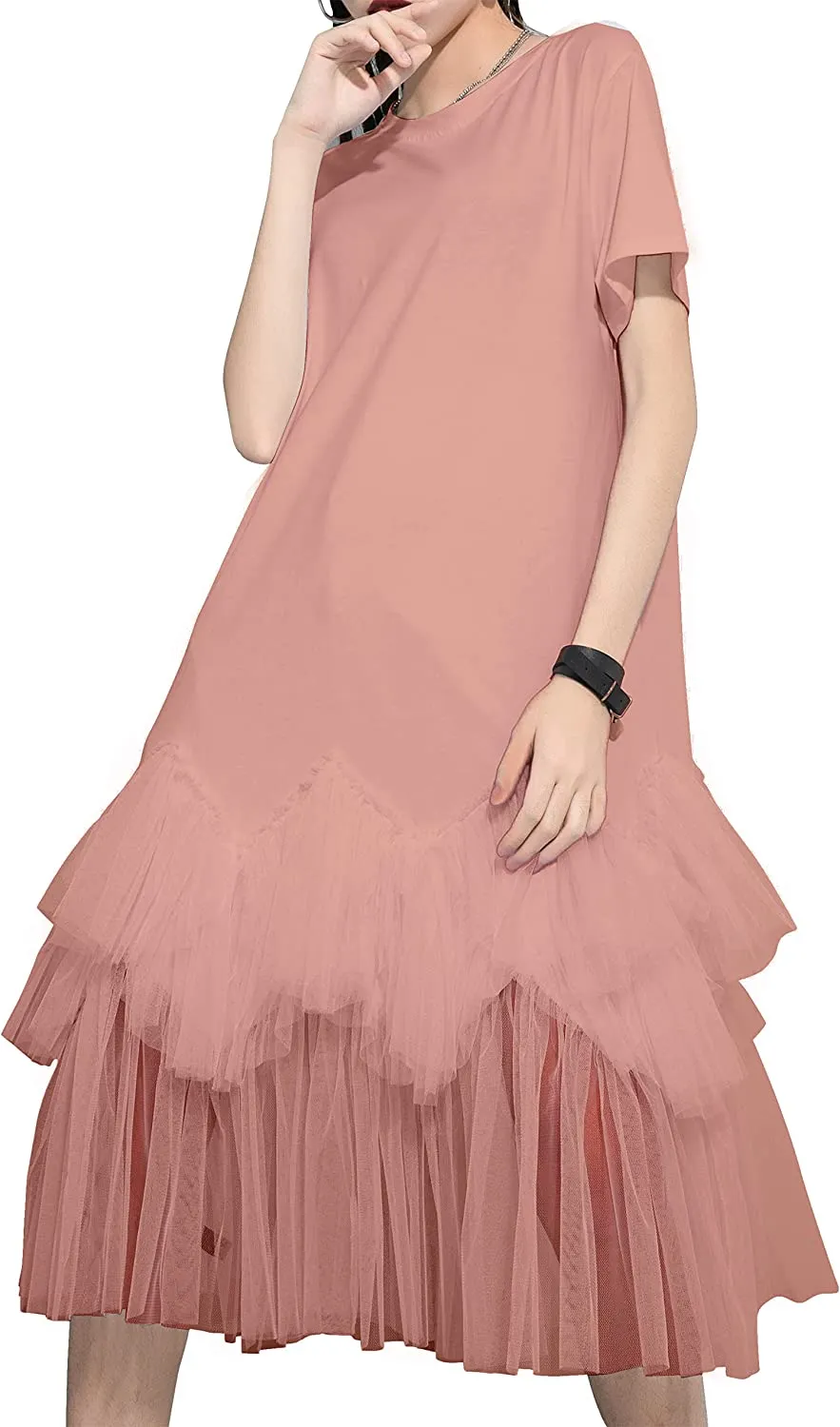 ❤ellazhu Tshirt Oversized Tulle Tutu Dresses GY2266