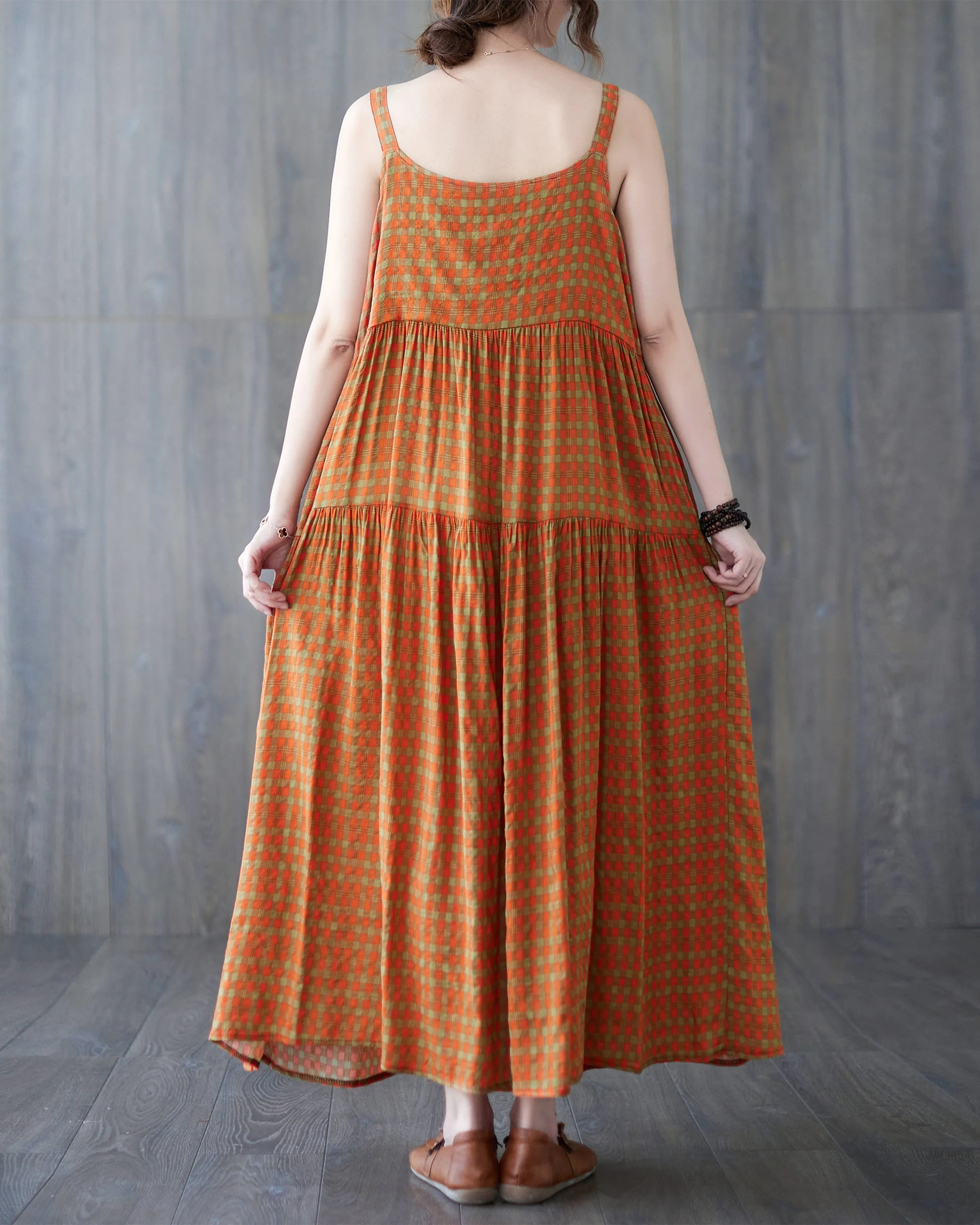 ellazhu Women Sleeveless Maxi Length Crewneck Patterns Casual Tank Dress GA2577