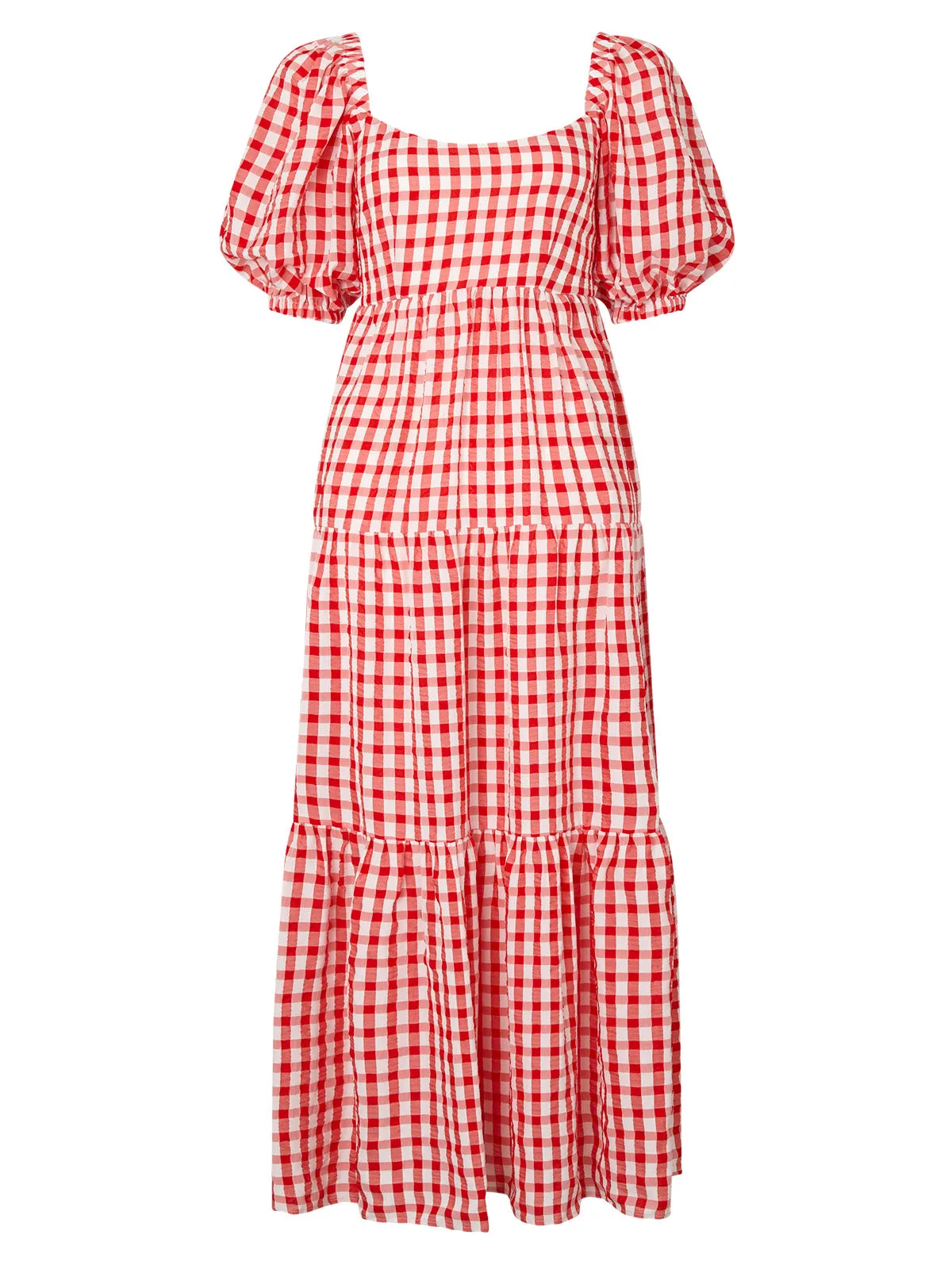 Gianna Tie Back Red Gingham Maxi Dress