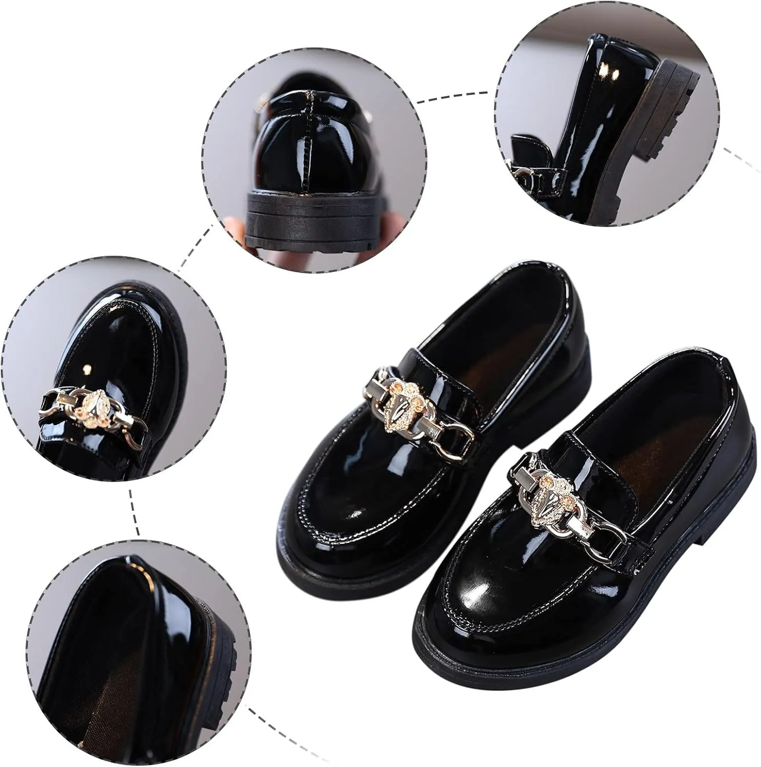 Girls Slip On Leather Shoes Loafer Decoration School Dress Shoes for Girls Tall Boots Riding