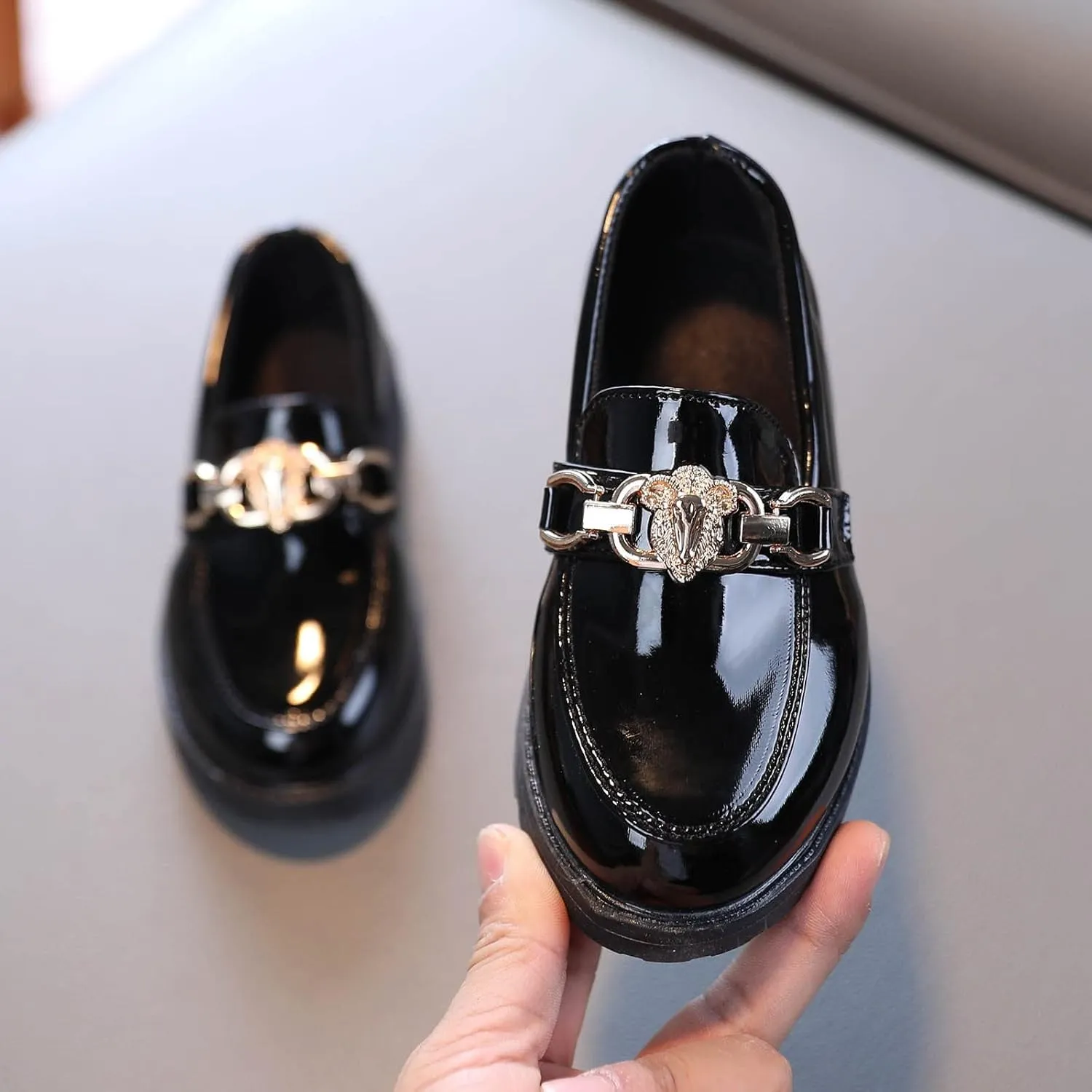 Girls Slip On Leather Shoes Loafer Decoration School Dress Shoes for Girls Tall Boots Riding