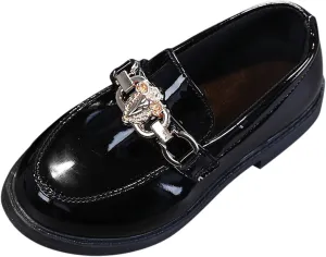Girls Slip On Leather Shoes Loafer Decoration School Dress Shoes for Girls Tall Boots Riding