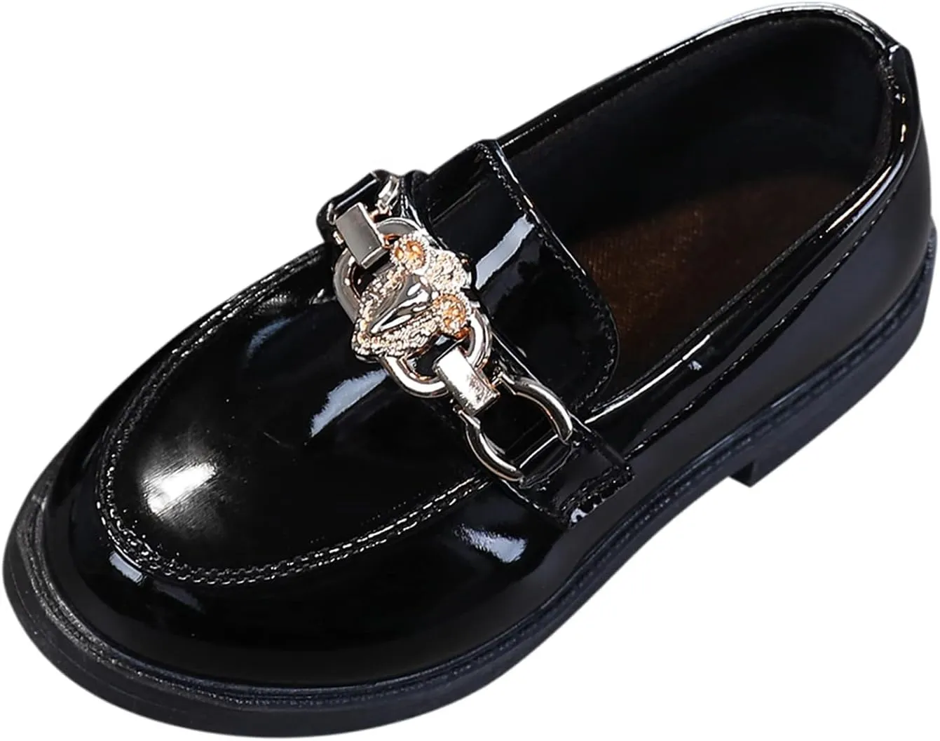 Girls Slip On Leather Shoes Loafer Decoration School Dress Shoes for Girls Tall Boots Riding