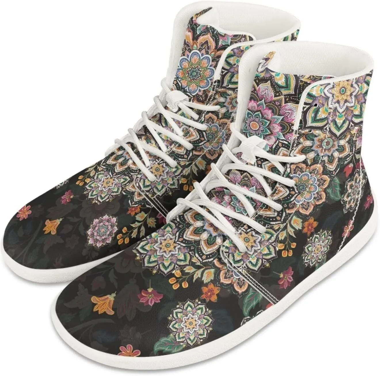 High Top Sneakers for Women Leather Shoes Trendy Men's Barefoot Shoes