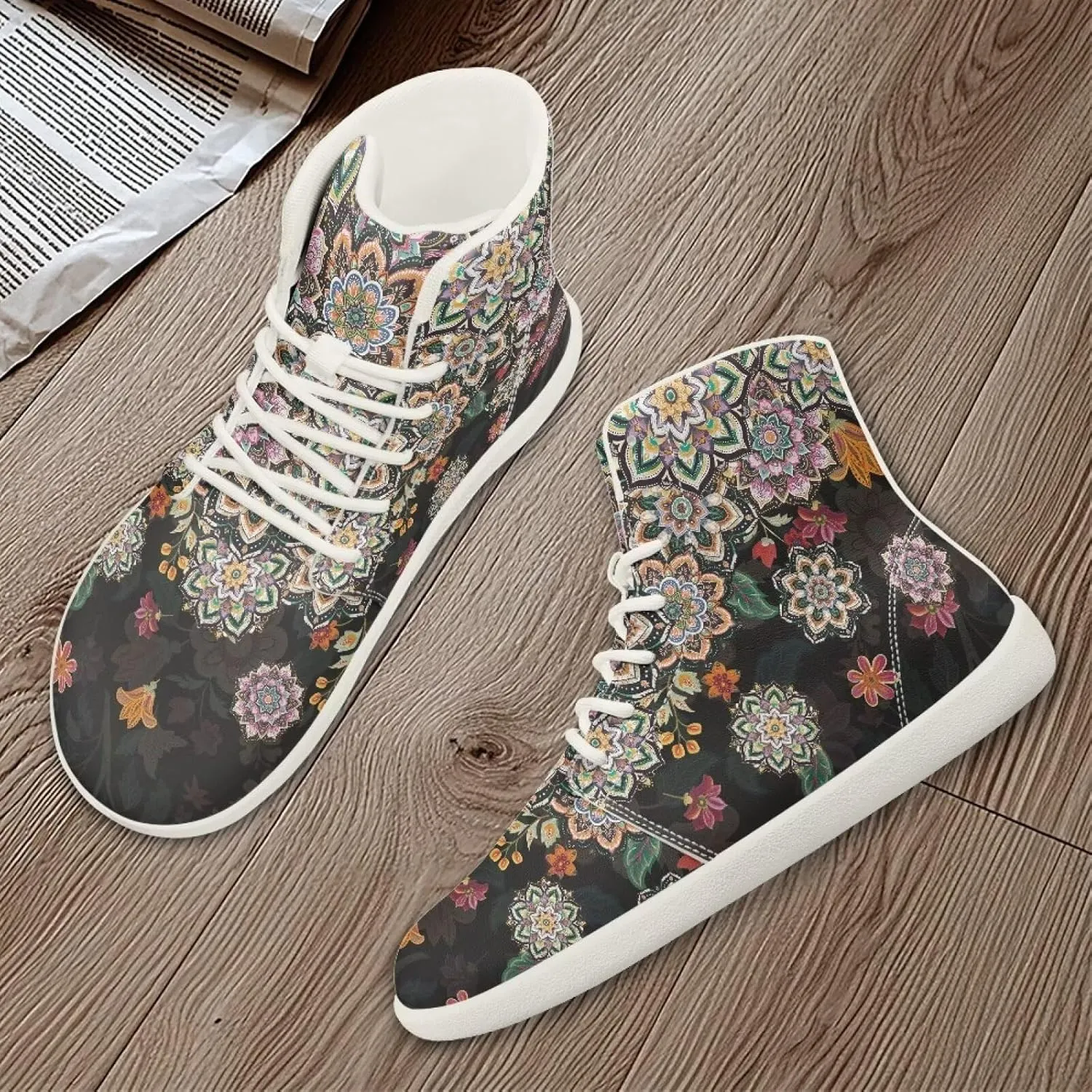 High Top Sneakers for Women Leather Shoes Trendy Men's Barefoot Shoes