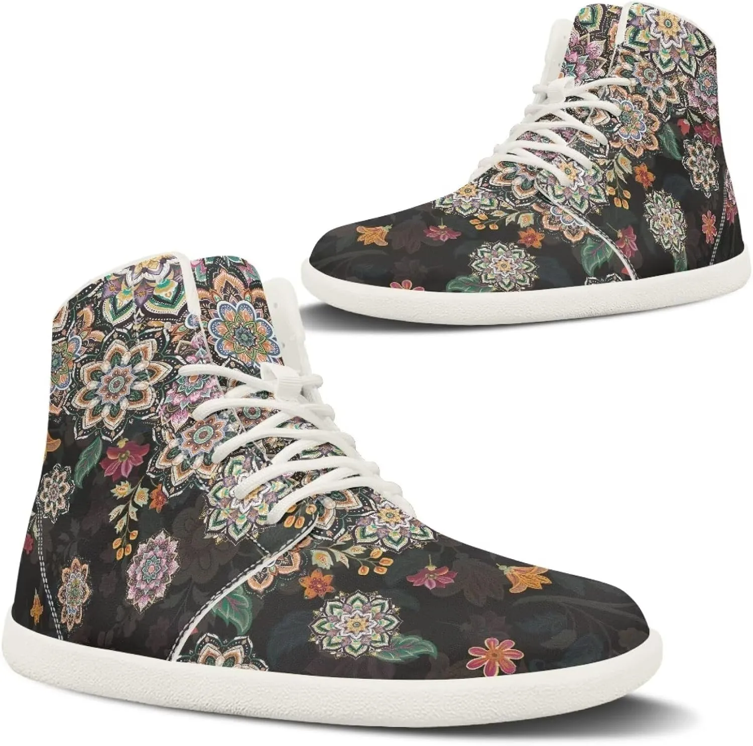 High Top Sneakers for Women Leather Shoes Trendy Men's Barefoot Shoes