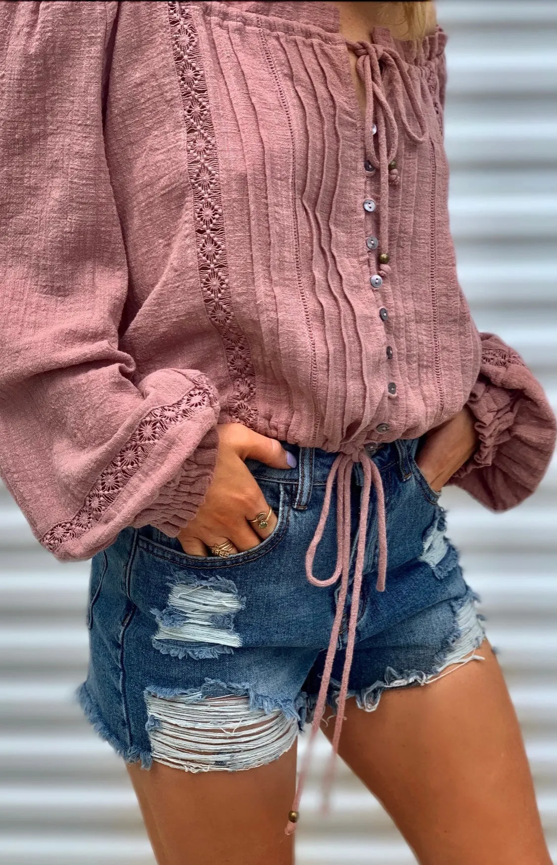 I'm a Dreamer Gauze Off Shoulder Blouse