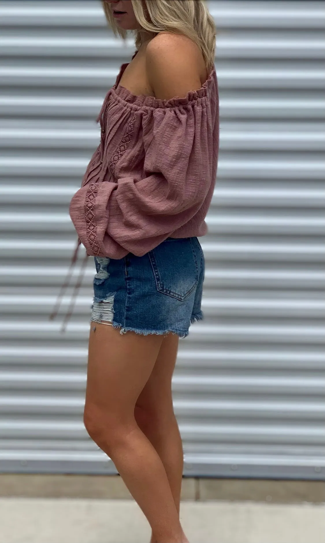 I'm a Dreamer Gauze Off Shoulder Blouse