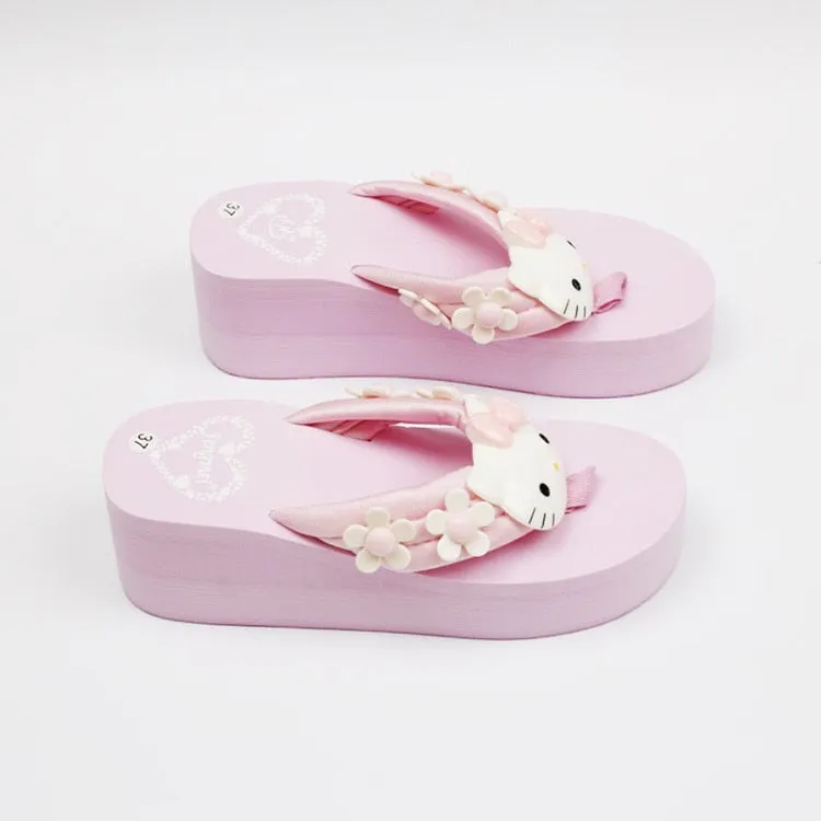 Kawaii Fashion Y2K Hello Kitty Platform Sandals Slides
