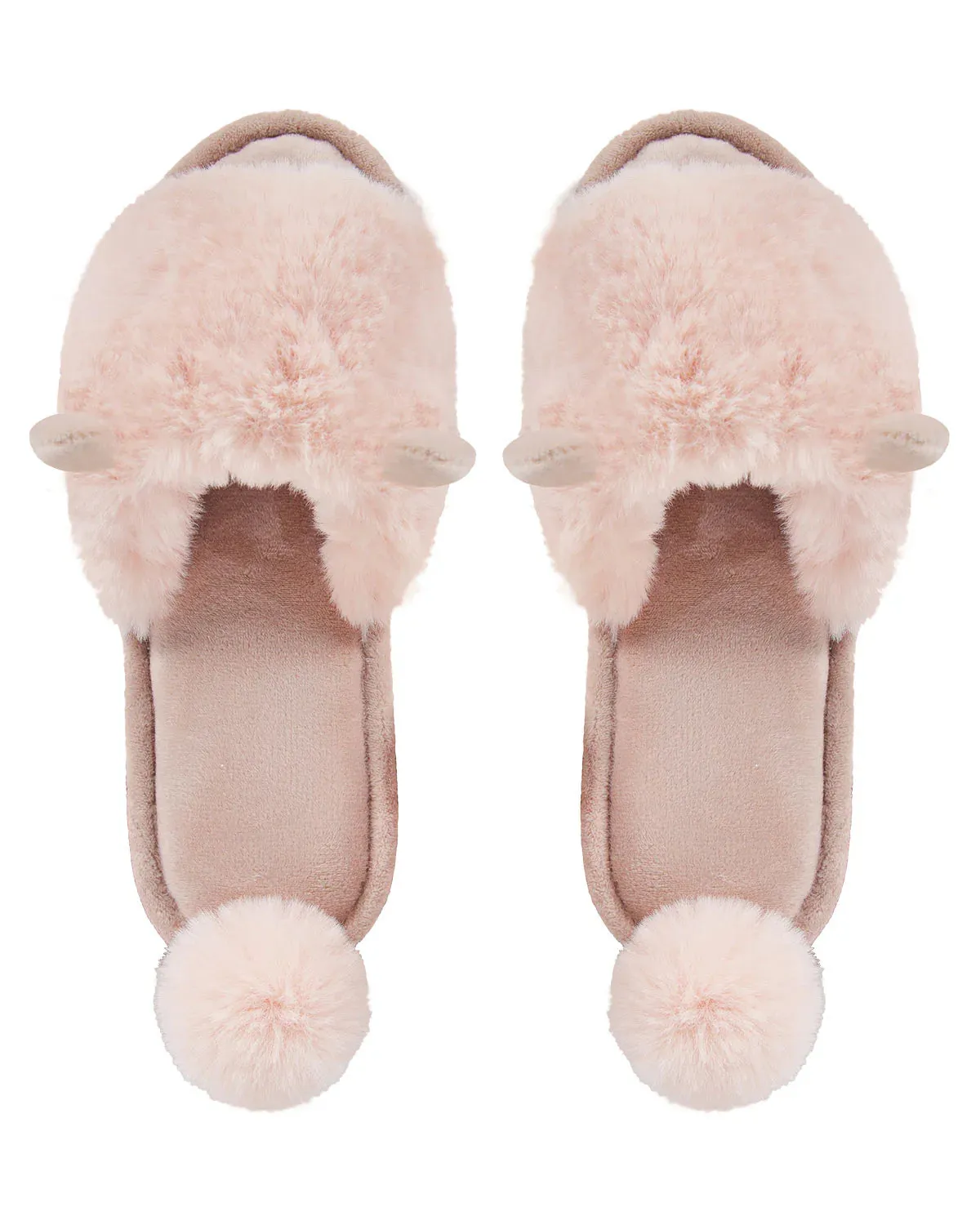 MeMoi Luxe Bunny Hop Pom Pom Plush Slipper