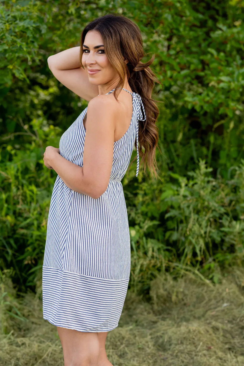 Mixed Stripes Halter Tank Dress