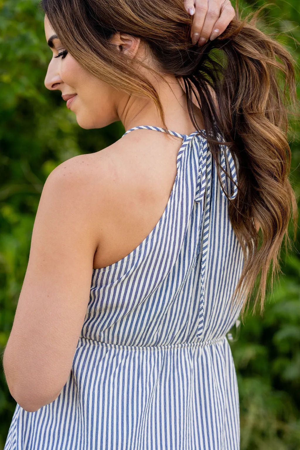 Mixed Stripes Halter Tank Dress