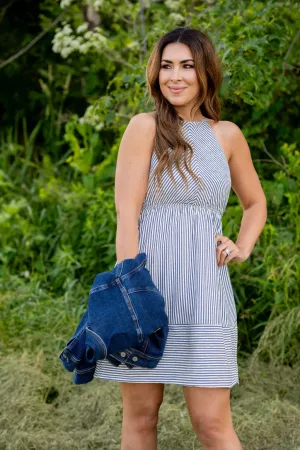 Mixed Stripes Halter Tank Dress