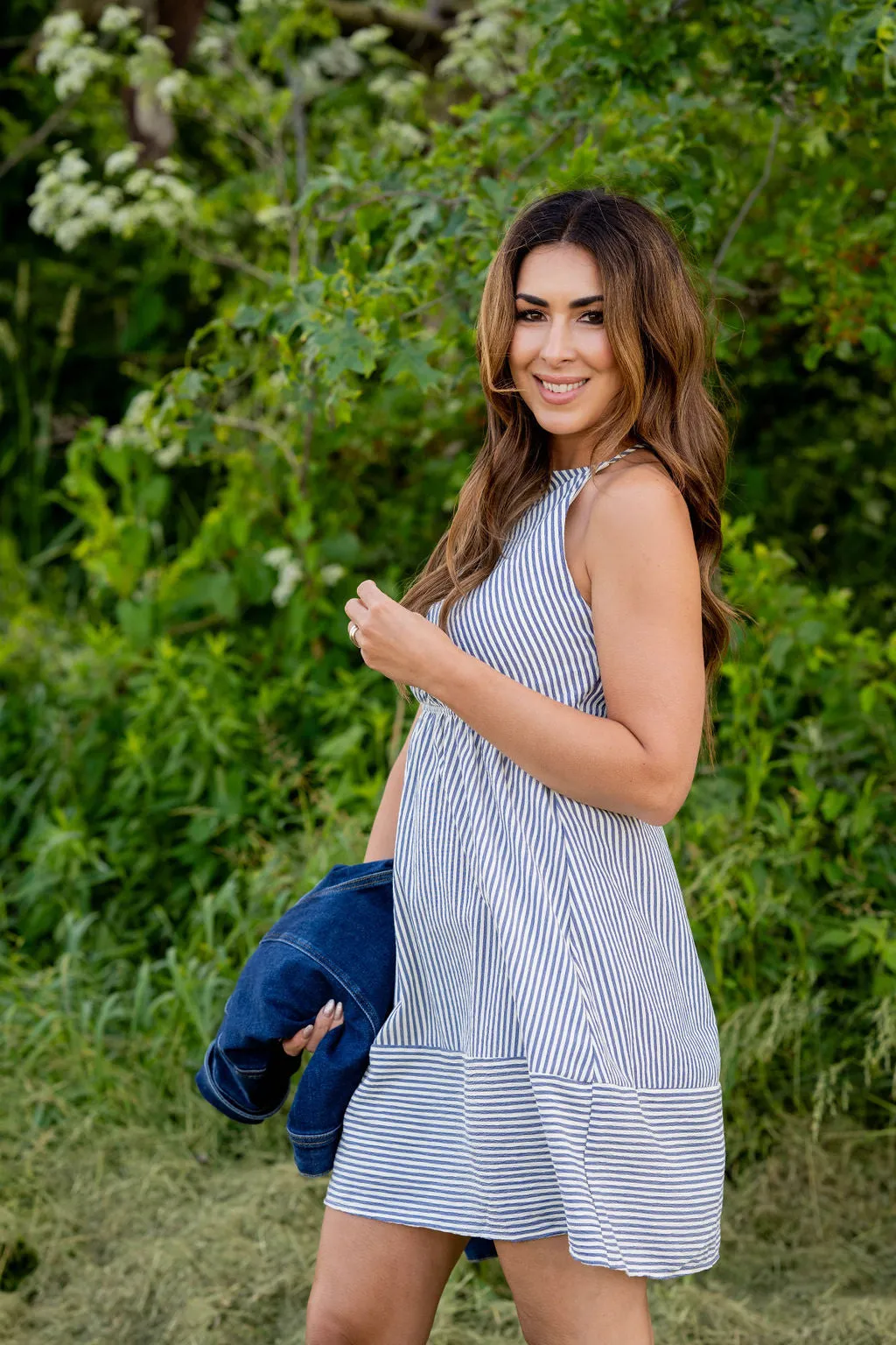 Mixed Stripes Halter Tank Dress