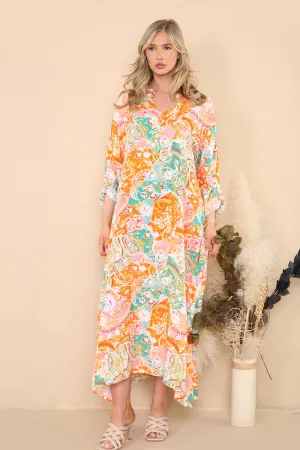 PAISLEY PATTERN MAXI DRESS