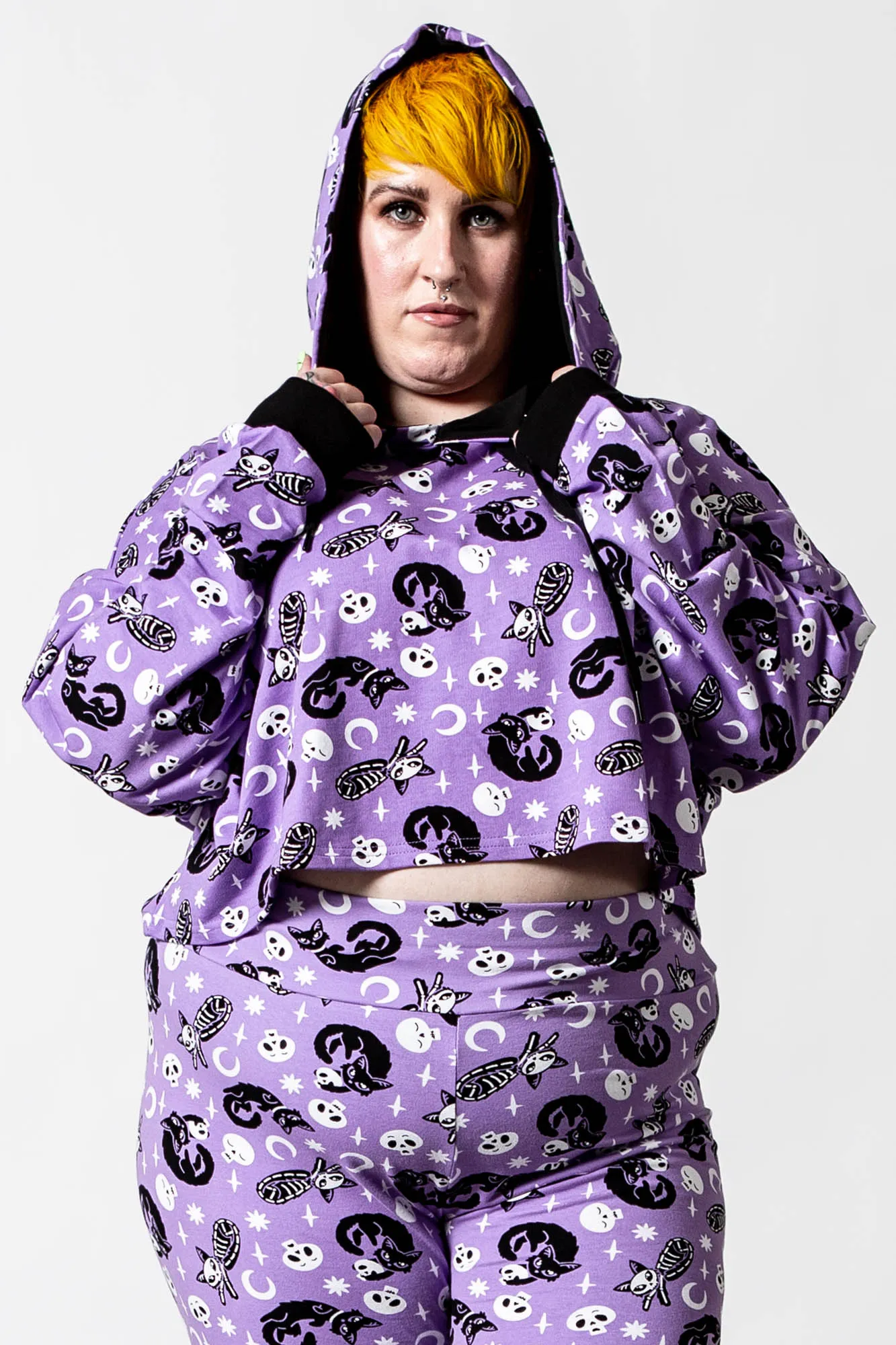 Purr Off Cropped Hoodie [PLUM] [PLUS]