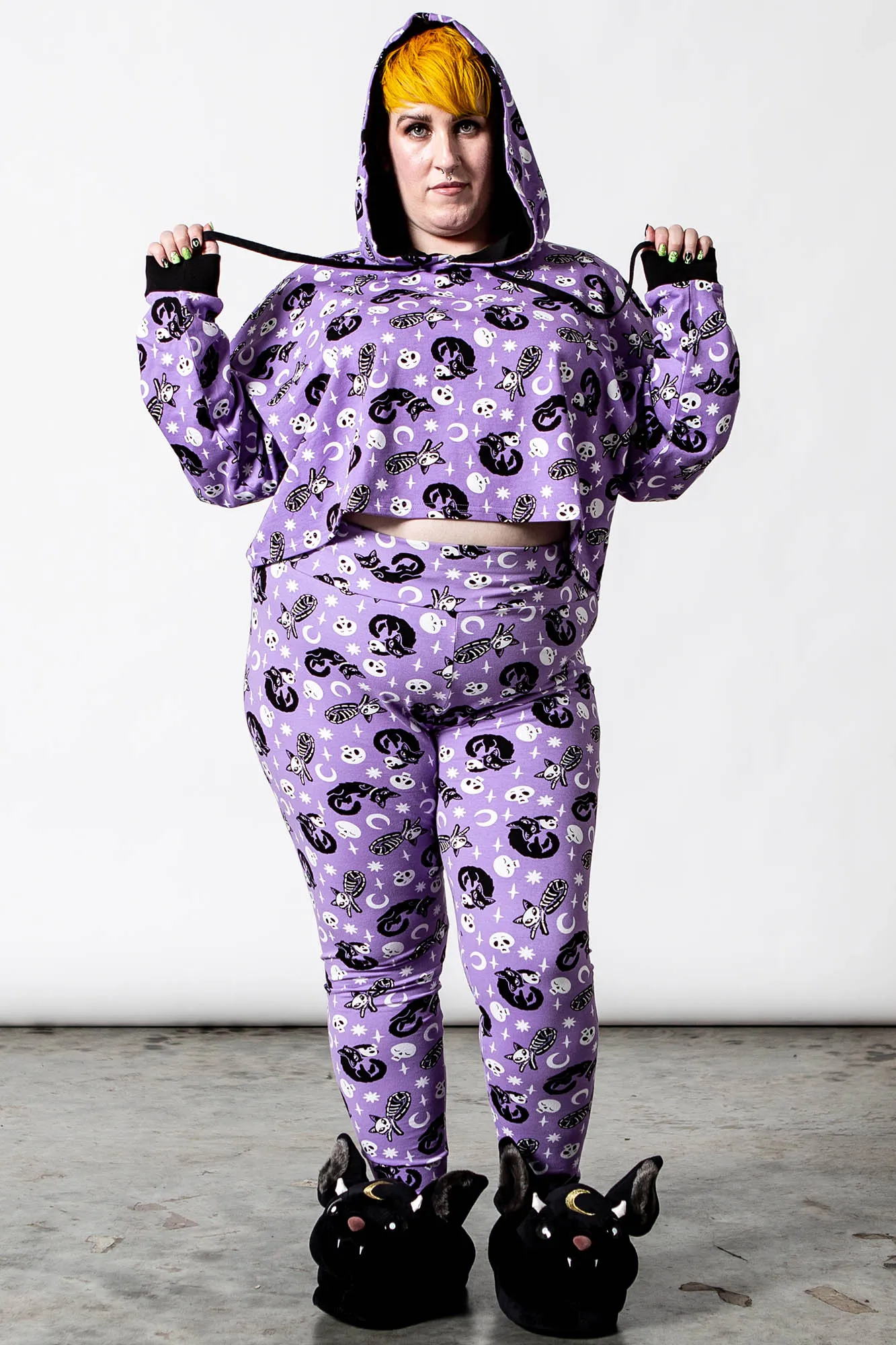 Purr Off Cropped Hoodie [PLUM] [PLUS]