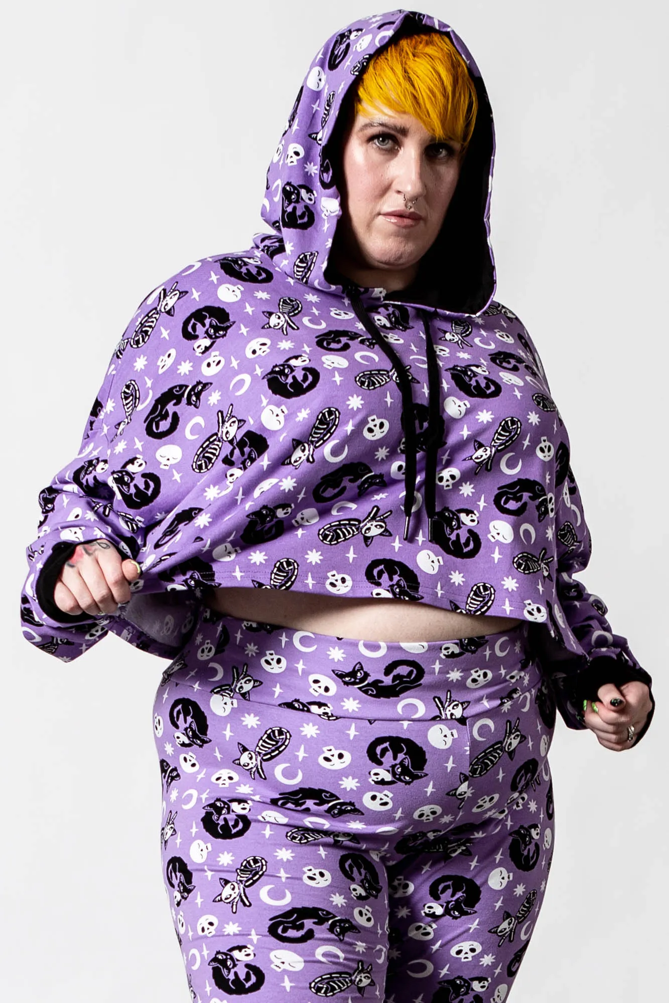 Purr Off Cropped Hoodie [PLUM] [PLUS]