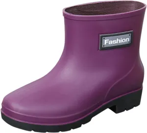 Rain Boots Women Women's Ankle Rain Boots Waterproof Garden Shoes Outdoor Work Boot Slip On Rubber Shoes